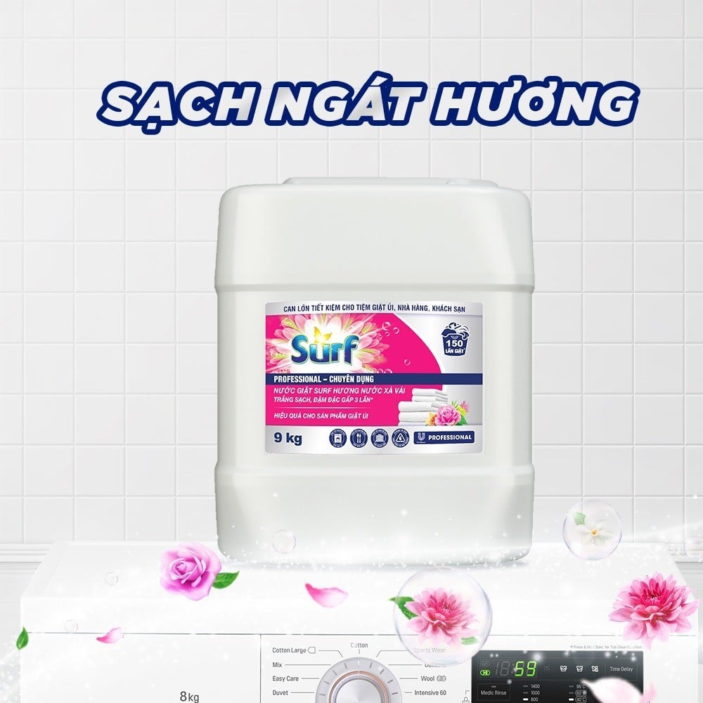 Nước giặt Surf chuyên dụng 9kg siêu tiết kiệm - Hương Hoa Cỏ