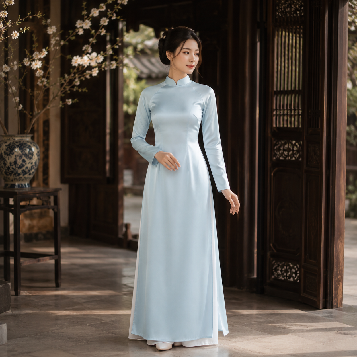 áo dài trơn màu pastel nhẹ nhàng