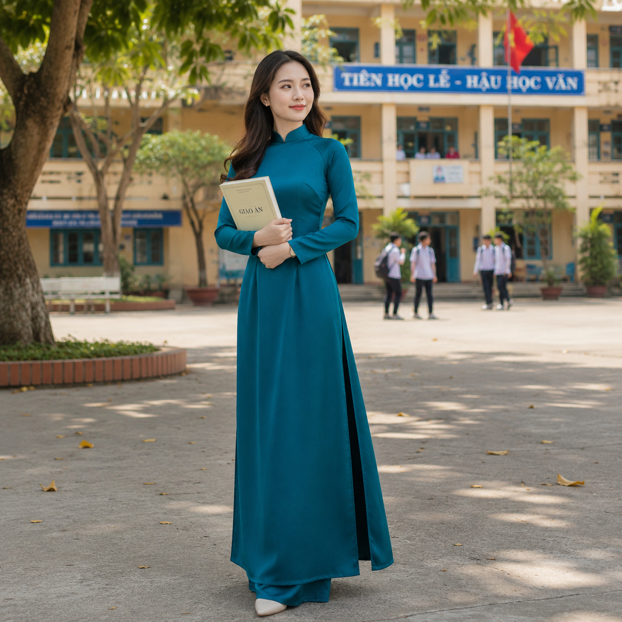 áo dài trơn giáo viên