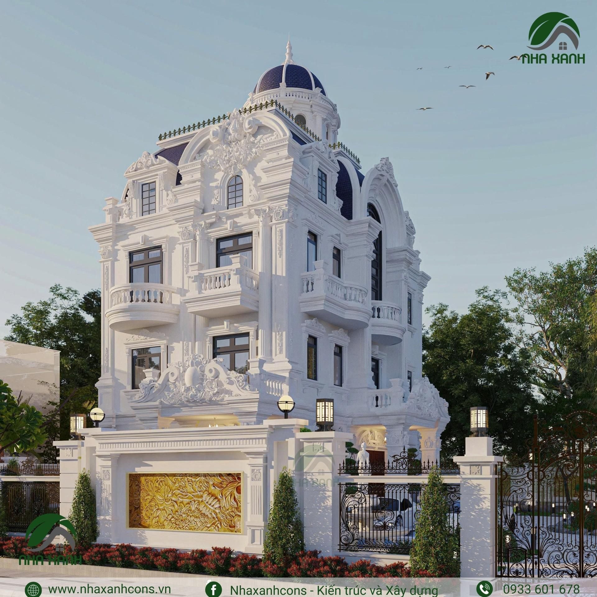 Thiết kế biệt thự tân cổ điển 4 tầng tại Cần Thơ – Đẳng cấp và tinh tế