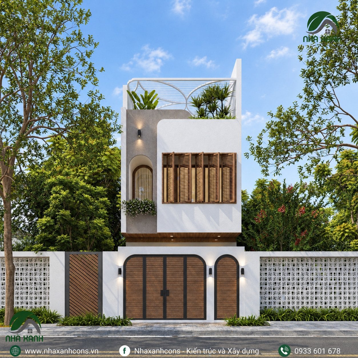 Khám phá nhà phố 2 tầng 1 tum hiện đại