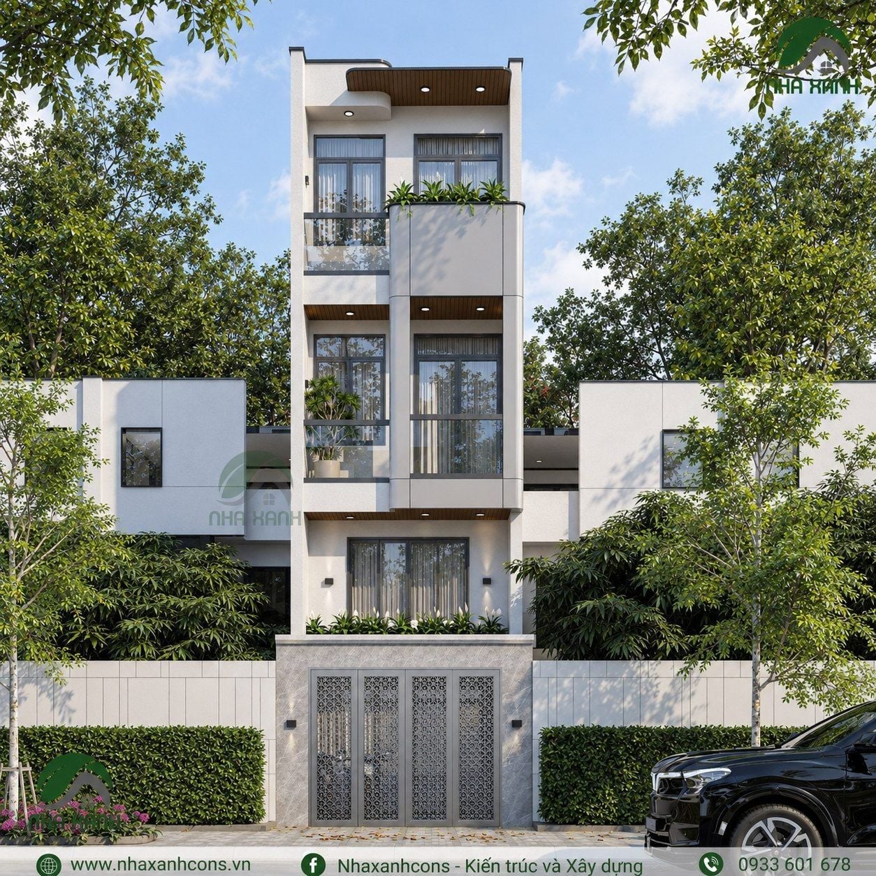 Mẫu thiết kế nhà phố 3 tầng gác lửng tại Quận 12 đẹp và hiện đại