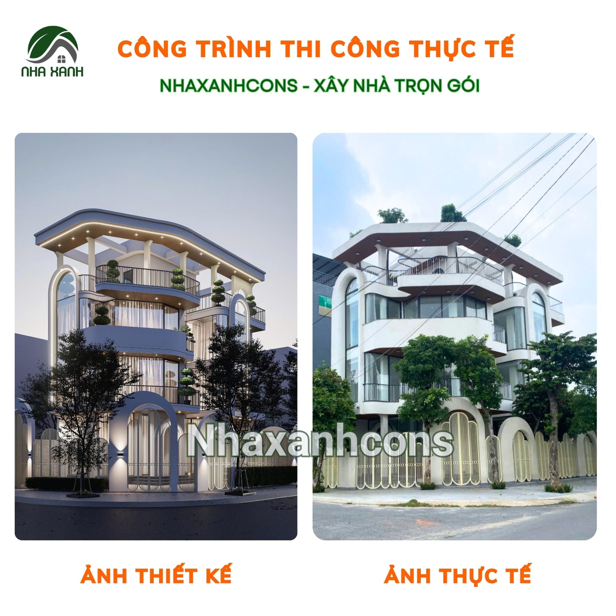 Thi công biệt thự 4 tầng 2 mặt tiền