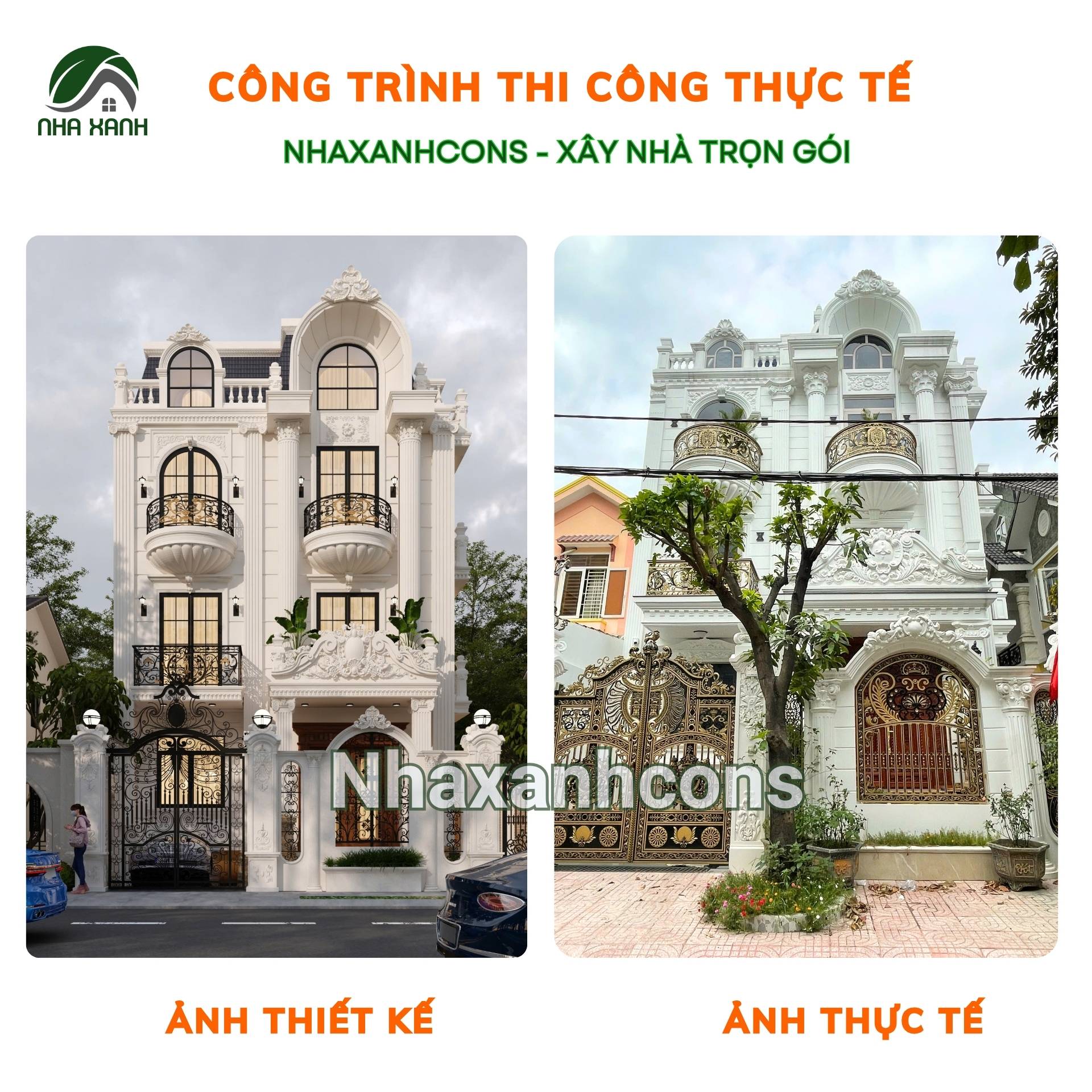 Thi công biệt thự tân cổ điển 3 tầng 1 tum đẹp và đẳng cấp