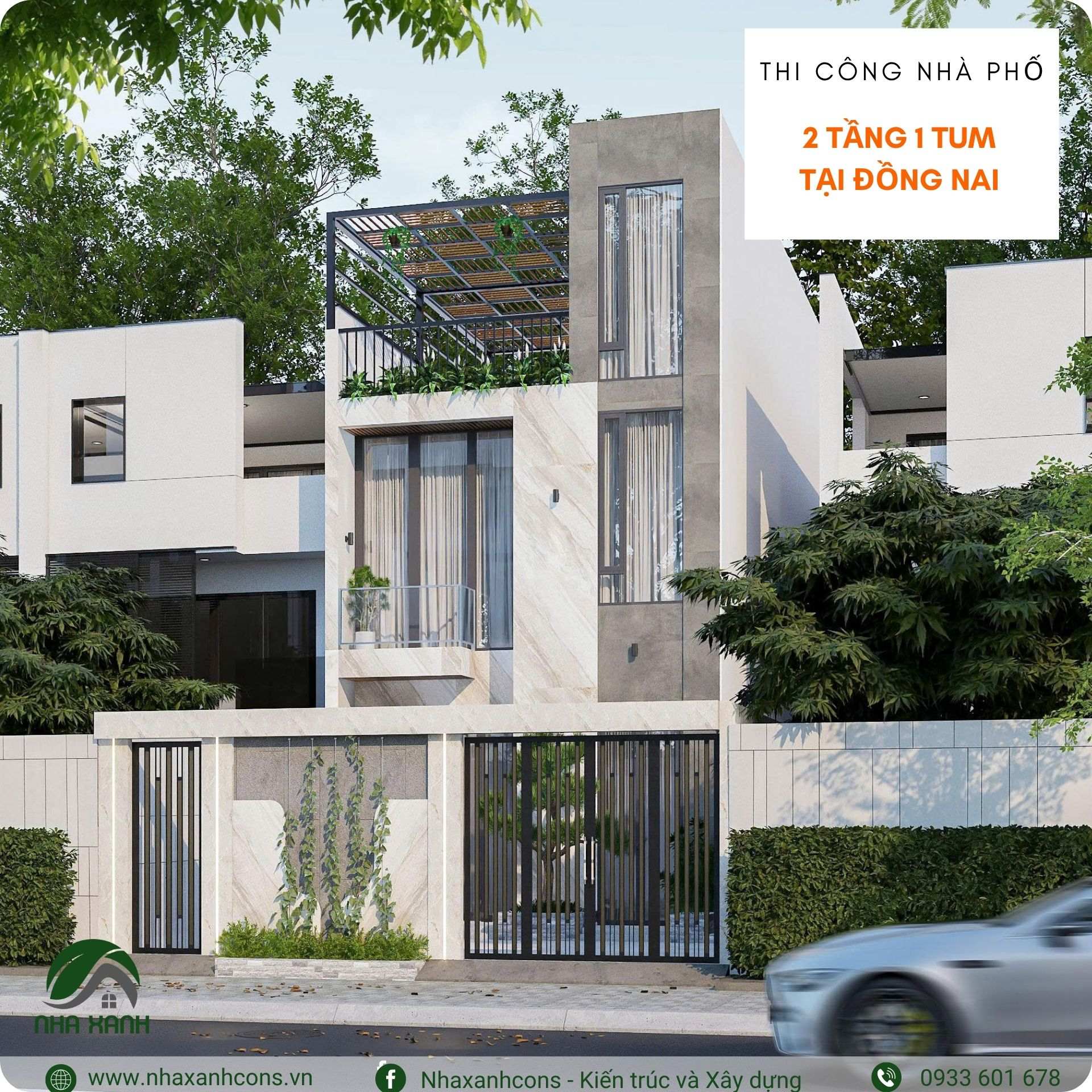 Thi công nhà phố 2 tầng 1 tum - Hành trình biến bản vẽ thành tổ ấm thực tế