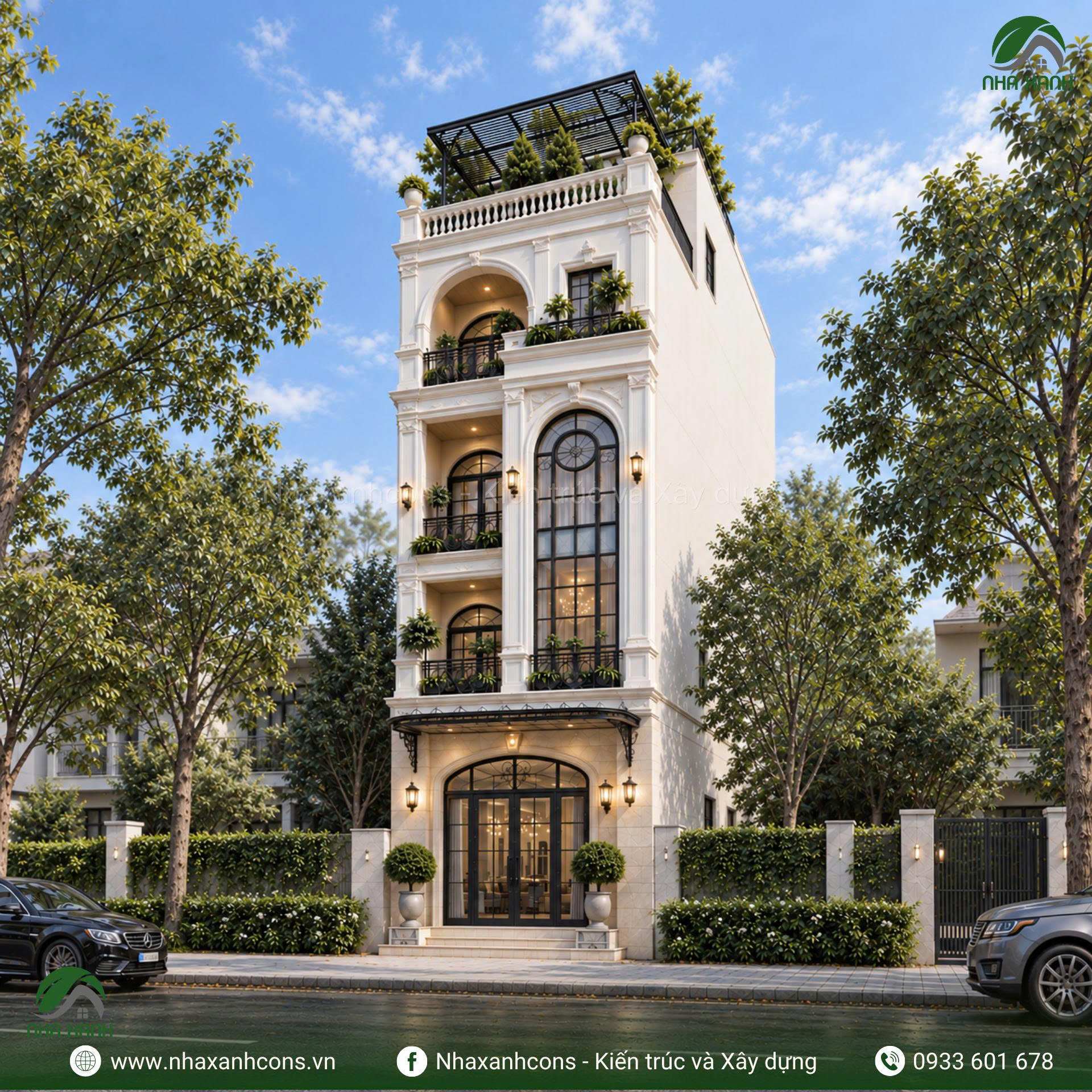 Thiết kế biệt thự phố tân cổ điển 5 tầng tại TP. HCM - Giải pháp phù hợp cho đô thị đông dân