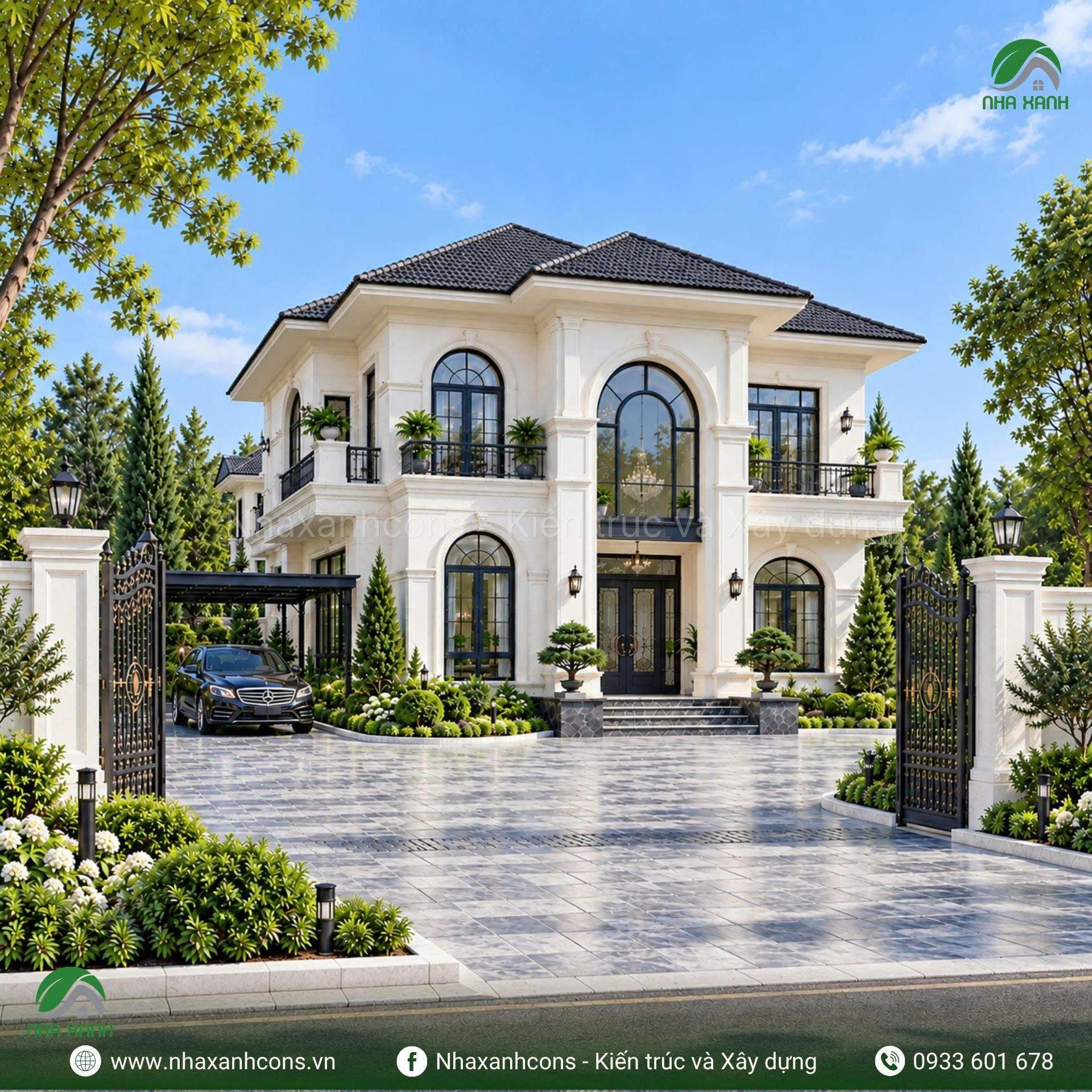 Thiết kế biệt thự tân cổ điển 2 tầng tại Long An - Gợi ý không gian sống rộng rãi và tiện nghi