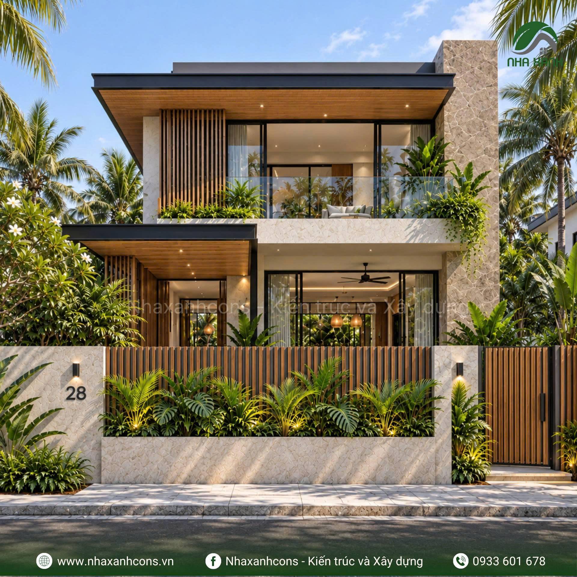 Thiết kế mẫu villa 2 tầng hiện đại sang trọng tại Đồng Tháp - Không gian sống xanh và thông thoáng