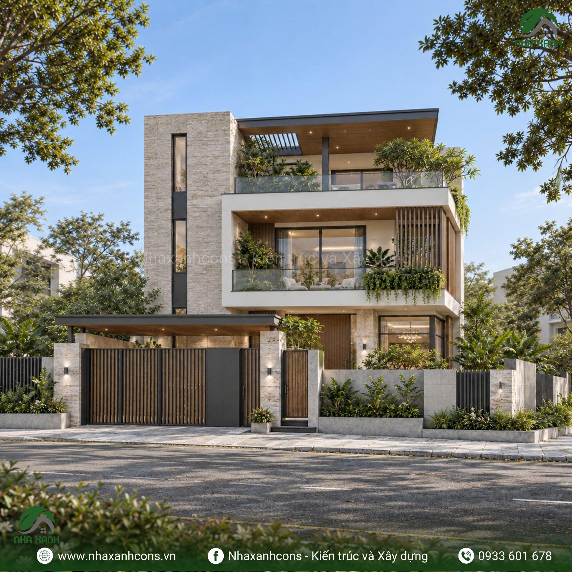 Thiết kế mẫu villa 3 tầng phong cách hiện đại tại Vũng Tàu - Không gian sống tiện nghi kết hợp sân vườn xanh