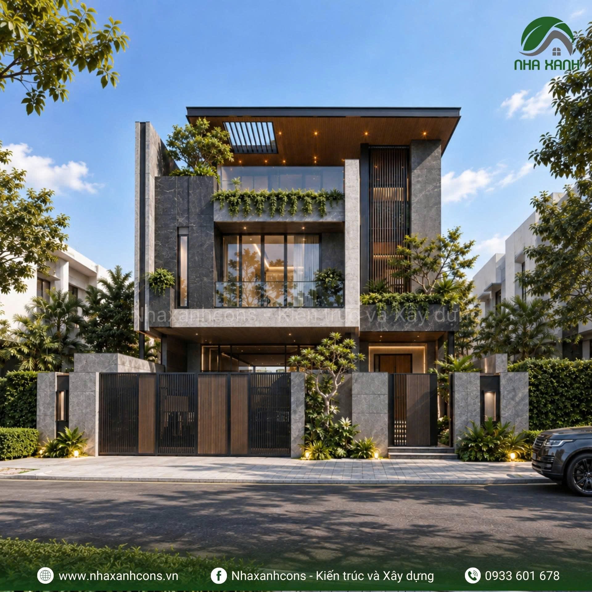 Thiết kế mẫu villa đẹp 3 tầng mái bằng tại Đồng Nai - Hiện đại, thông thoáng và gần gũi với thiên nhiên