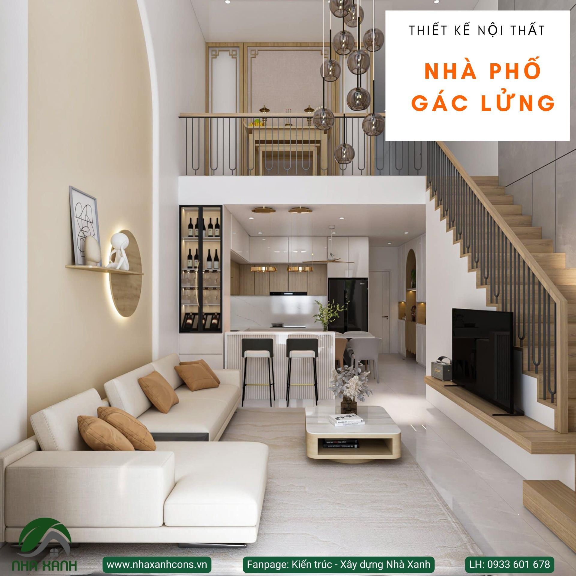 Thiết kế nội thất nhà cấp 4 gác lửng hiện đại: Tối ưu diện tích từ Nhaxanhcons