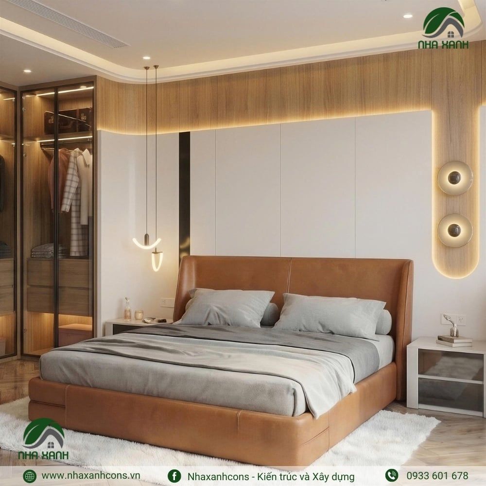 Thiết kế phòng ngủ chung cư hiện đại phong cách mộc tại TPHCM
