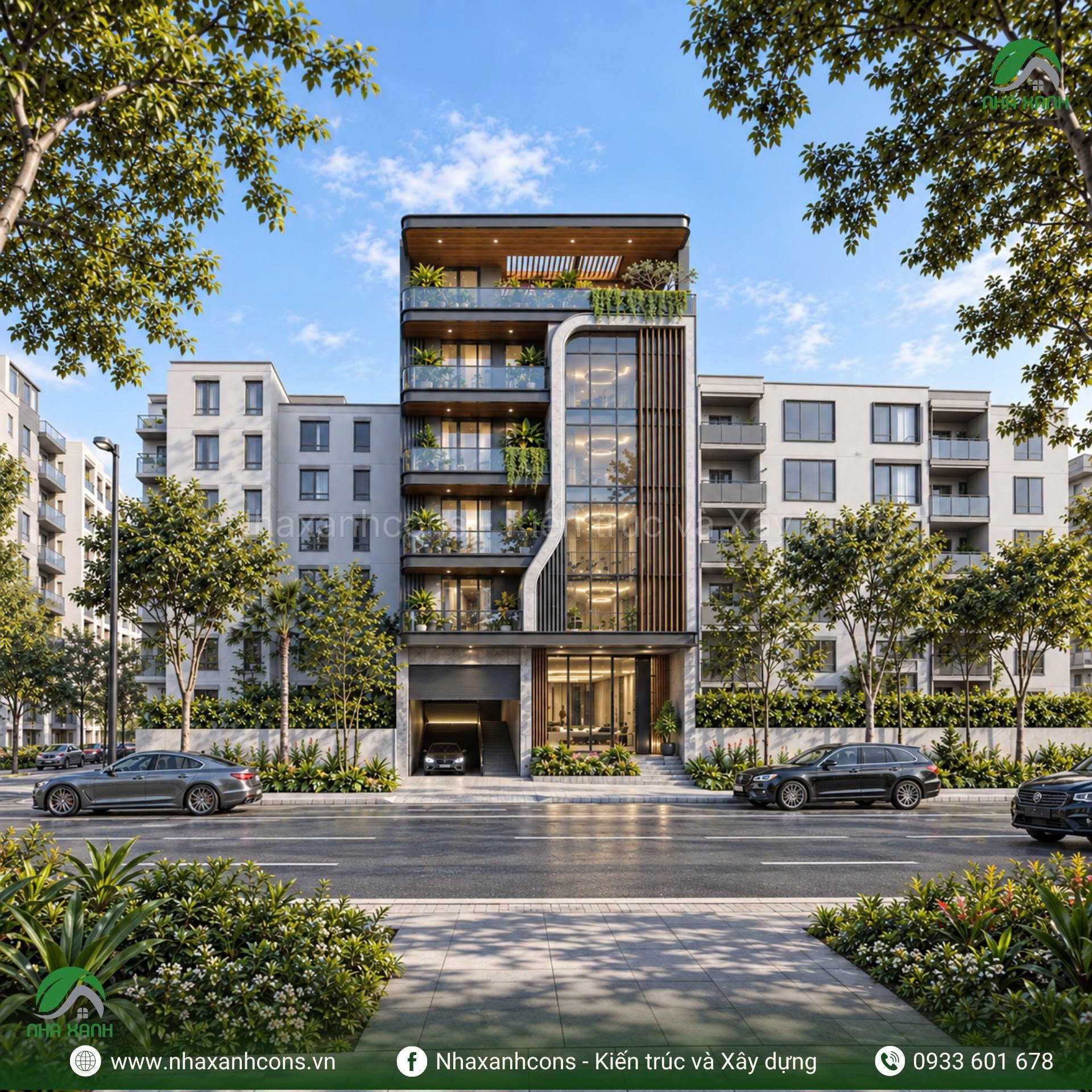 Thiết kế tòa nhà văn phòng 6 tầng phong cách hiện đại tại Bình Dương - Giải pháp kiến trúc chuyên nghiệp cho doanh nghiệp