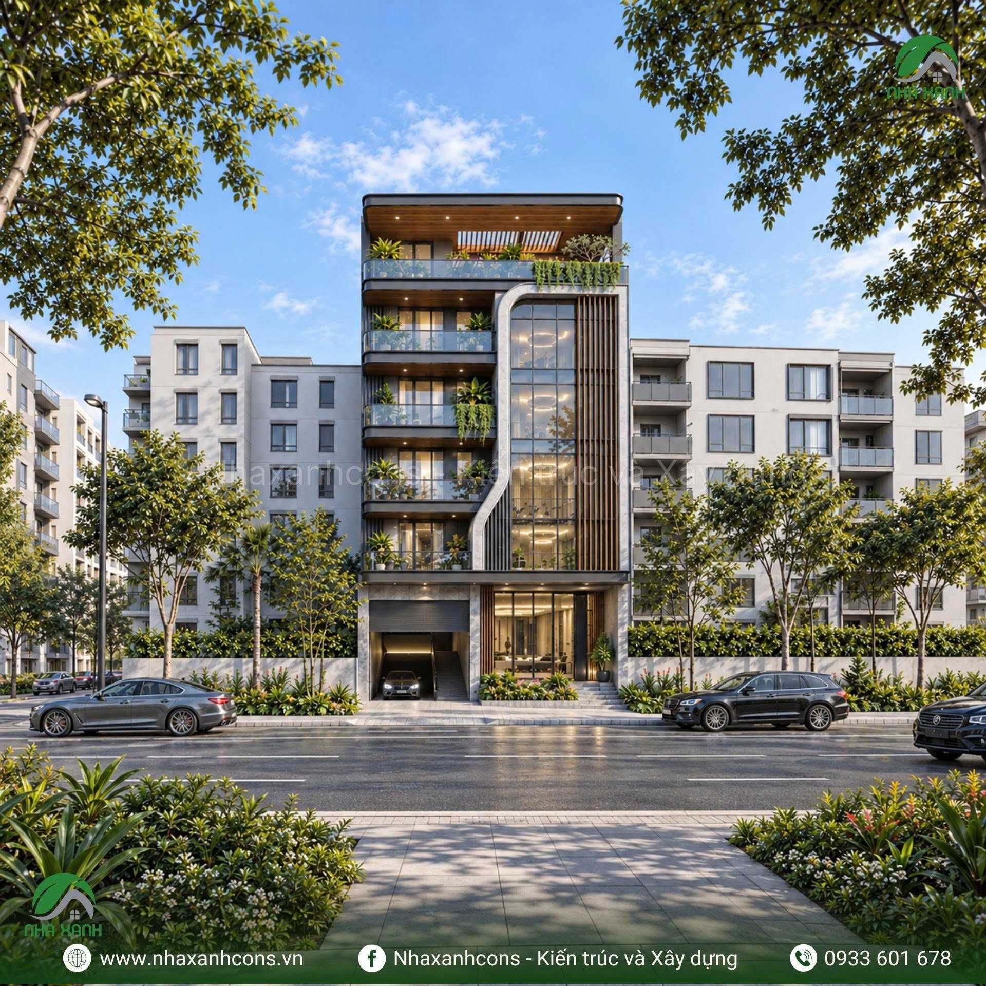 Thiết kế tòa nhà văn phòng 6 tầng phong cách hiện đại tại Bình Dương - Giải pháp kiến trúc chuyên nghiệp cho doanh nghiệp