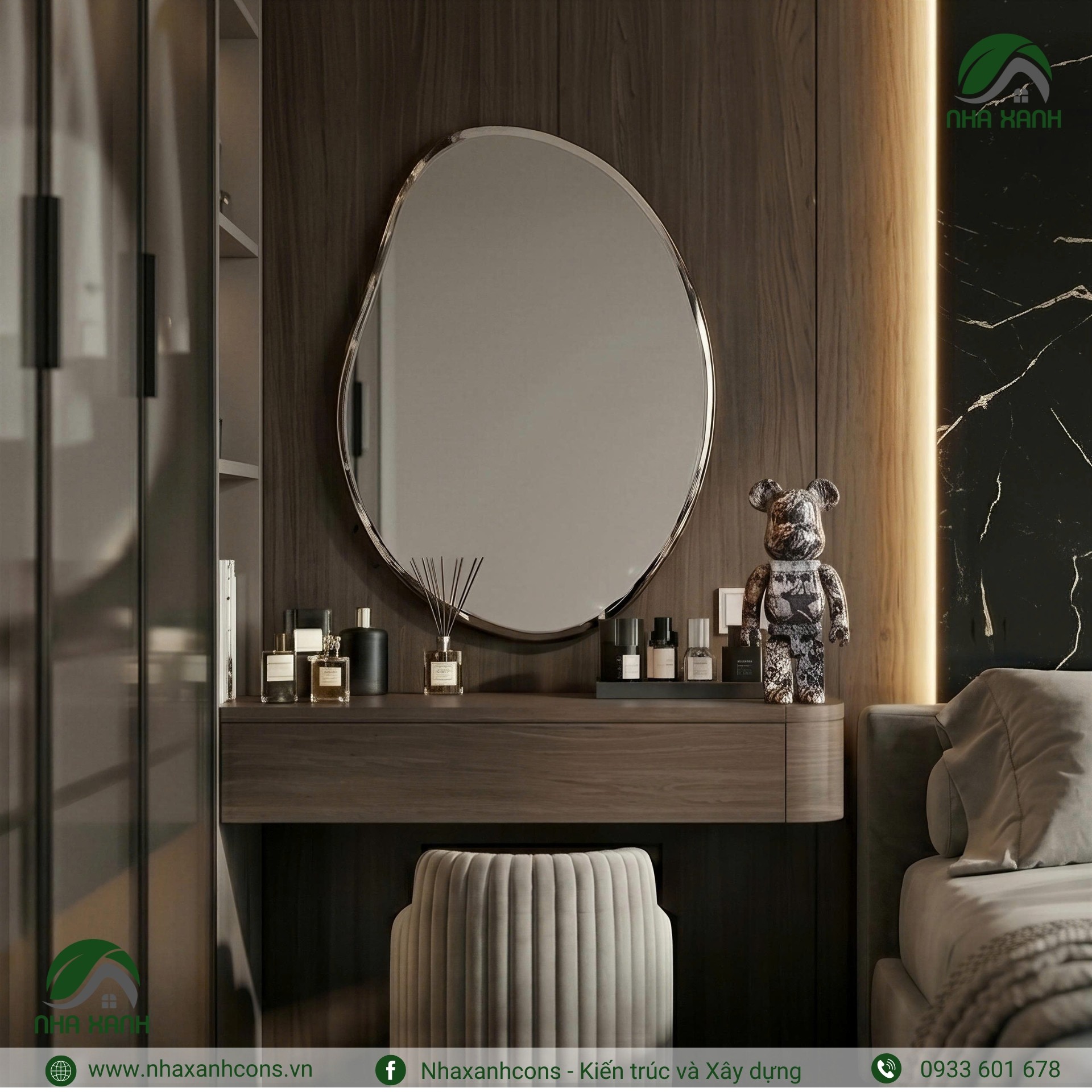 Nhaxanhcons thiết kế và thi công căn hộ 1 phòng ngủ phong cách luxury