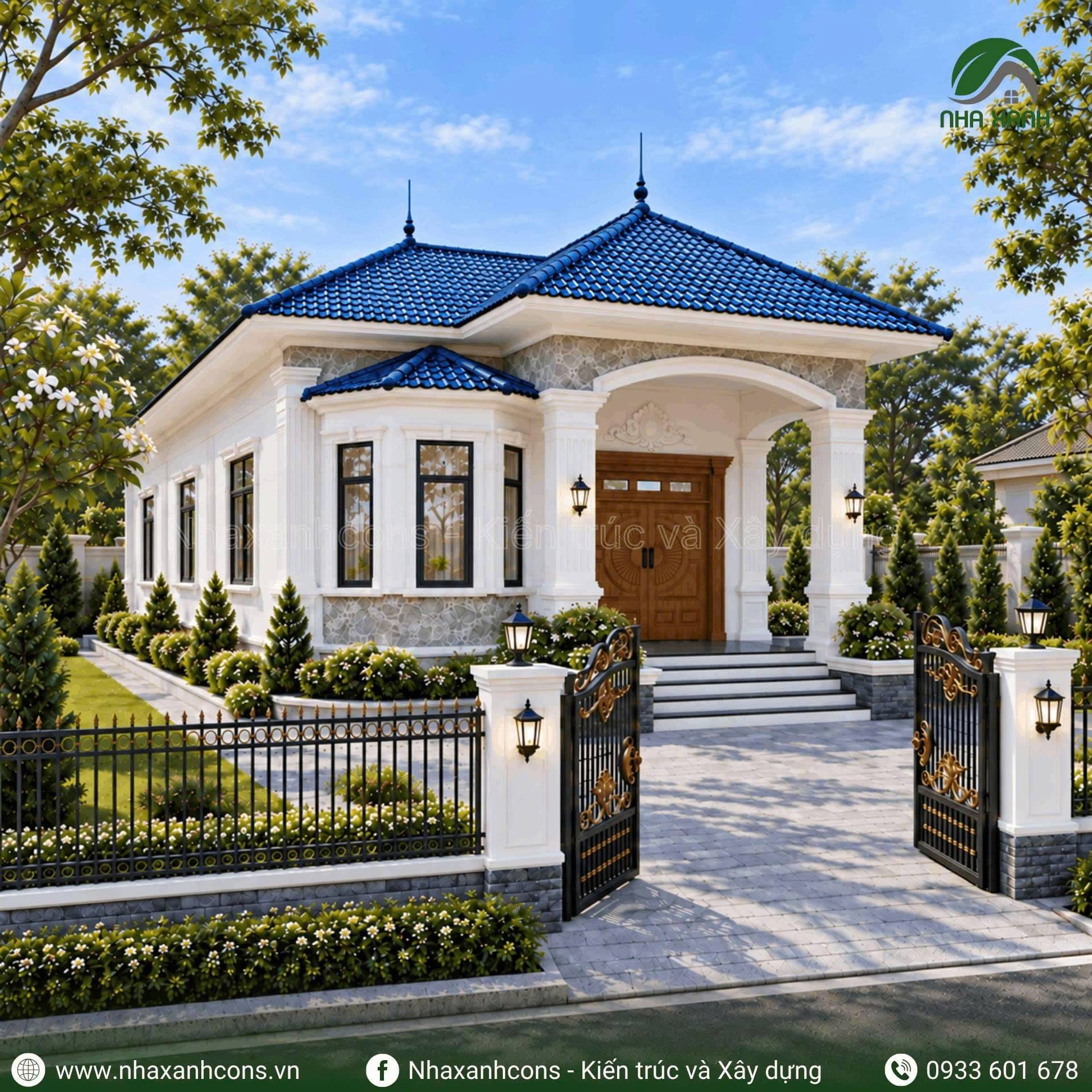 Biệt thự mái Nhật 1 tầng