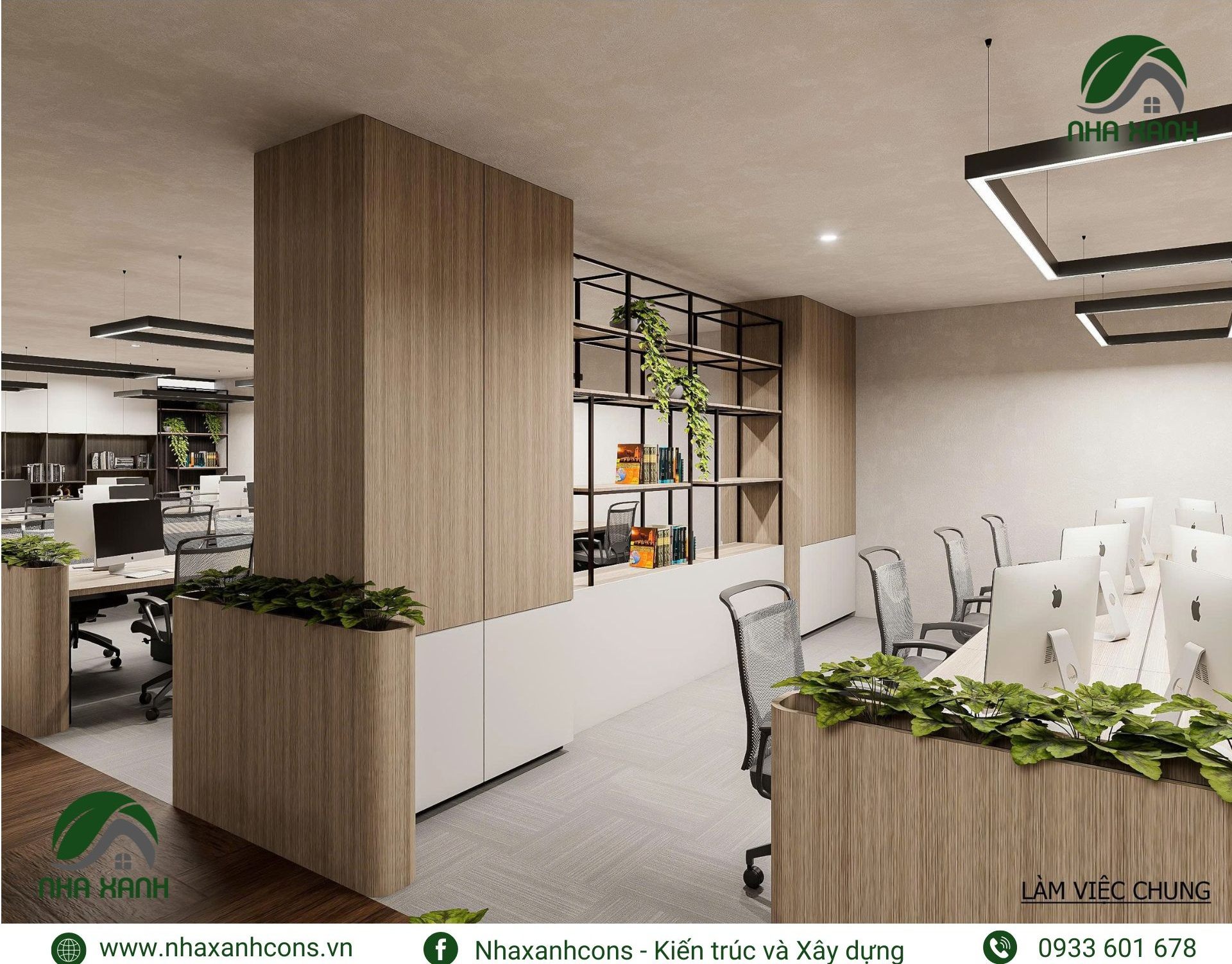 thiết kế phòng làm việc tại văn phòng hiện đại