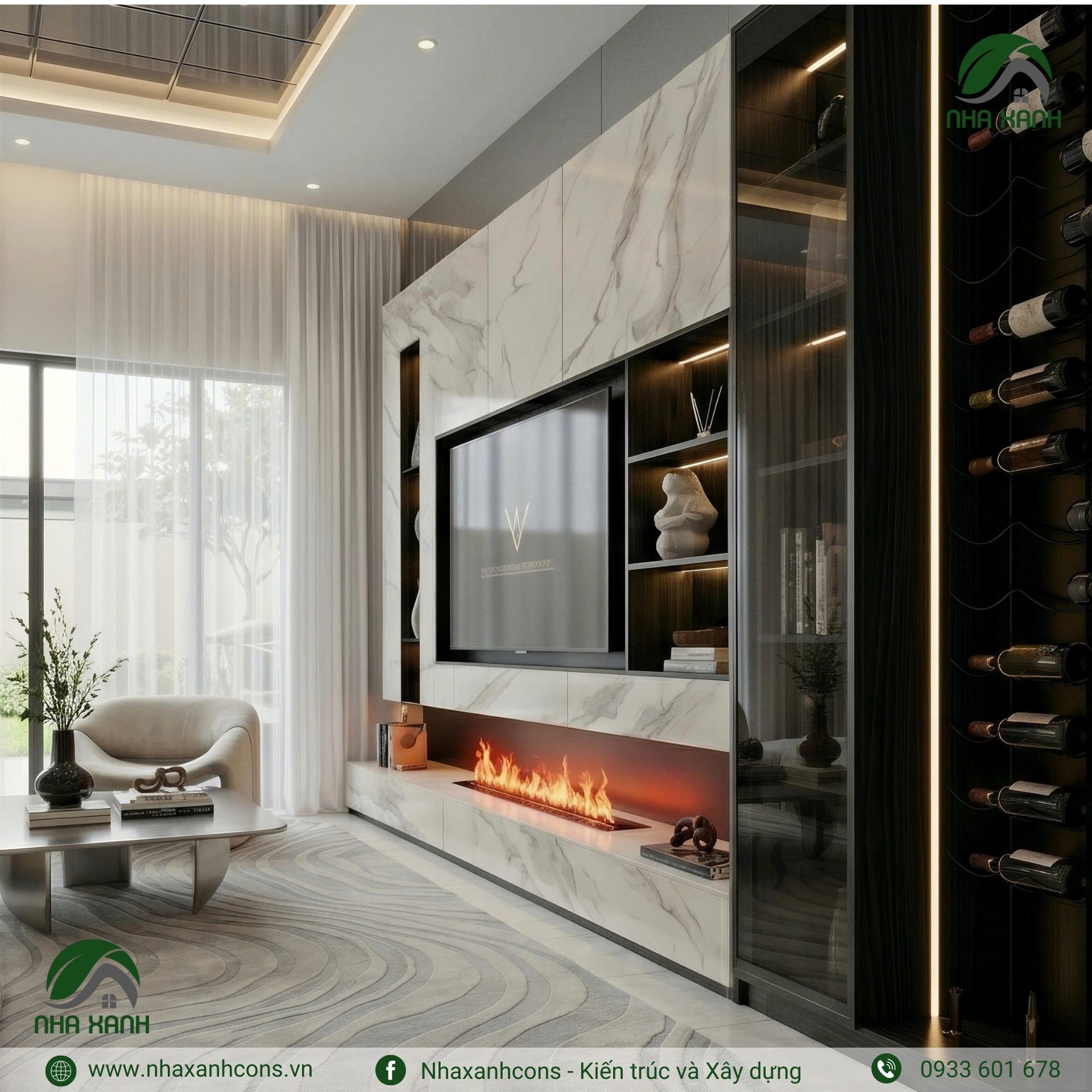 Thiết kế phòng khách căn hộ 2 phòng ngủ