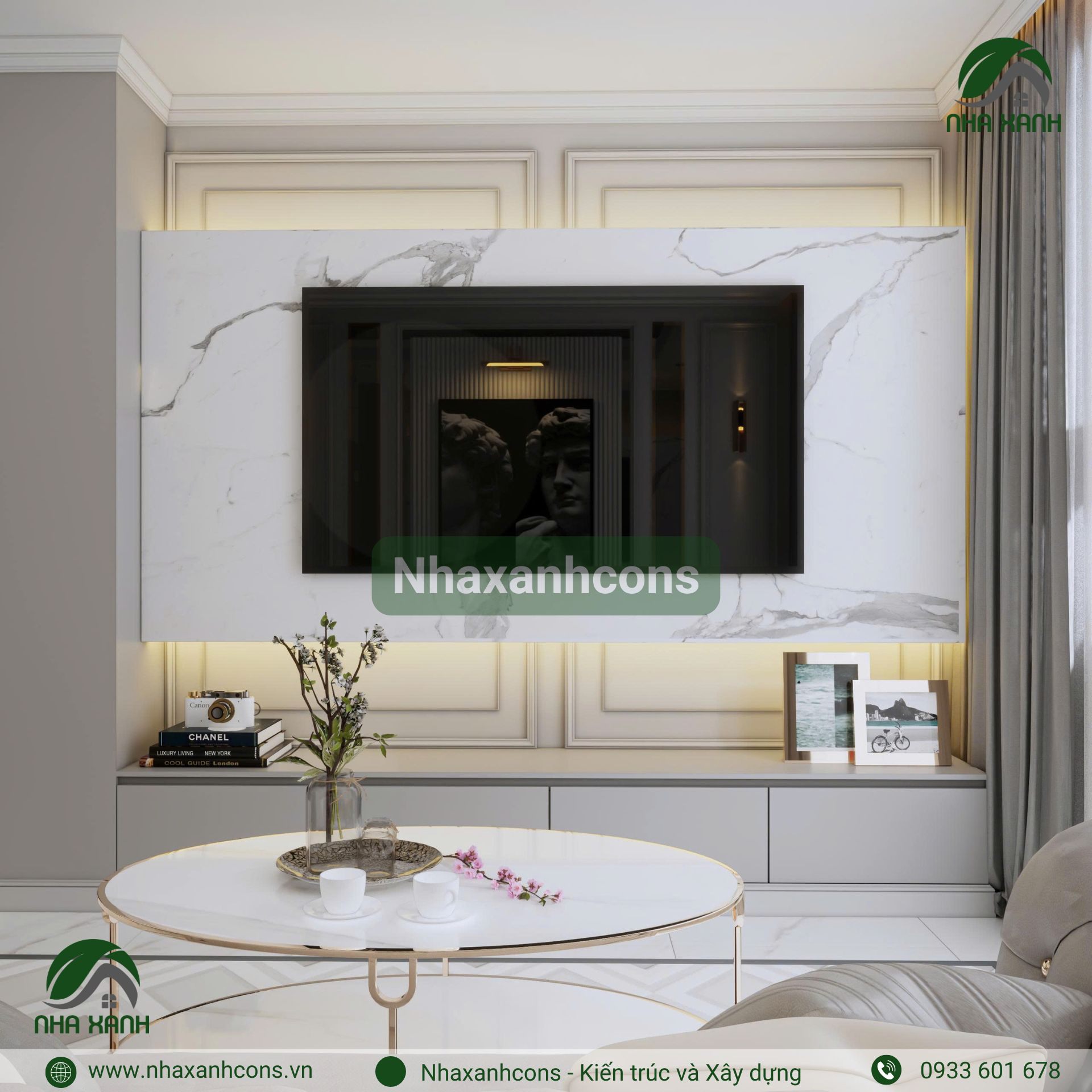Kệ ti vi phòng khách tân cổ điển