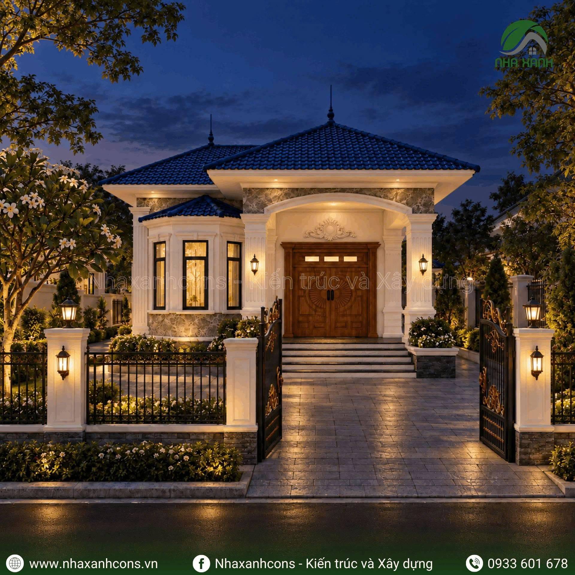 Mẫu nhà mái Nhật 1 tầng tân cổ điển