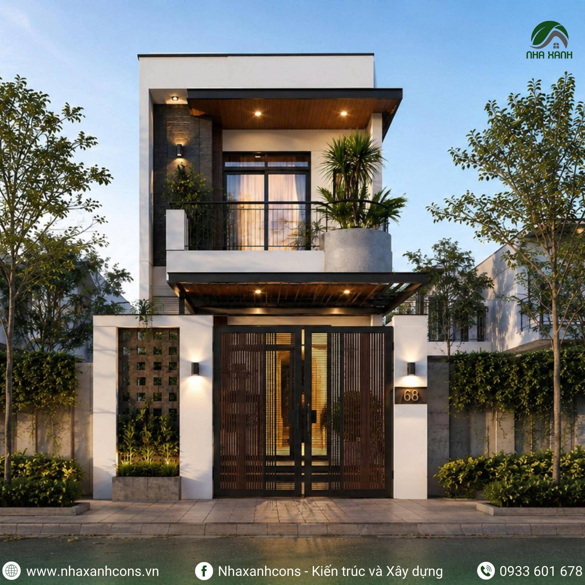 Mẫu nhà phố 2 tầng đẹp