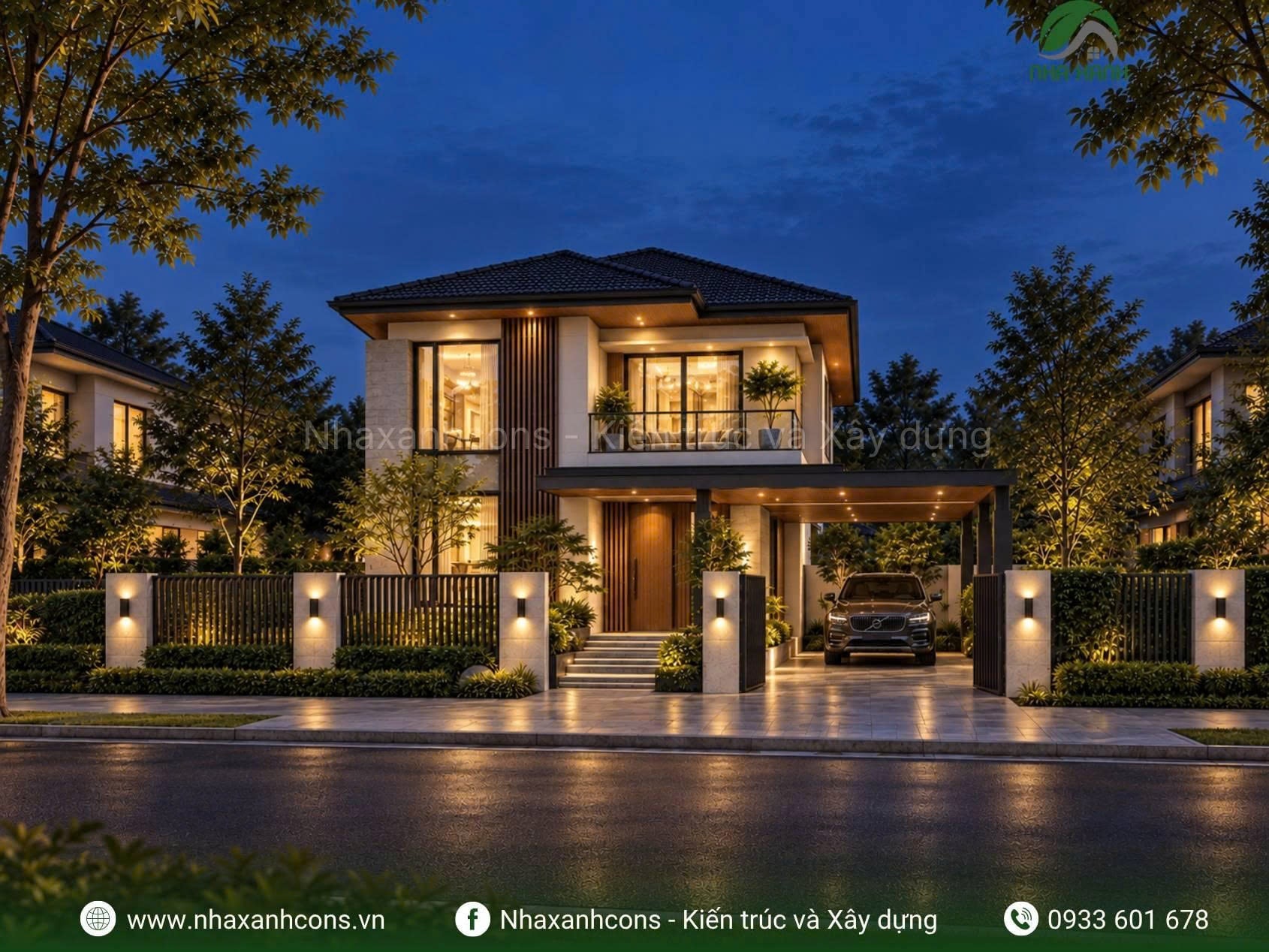 Mẫu nhà villa 2 tầng đẹp