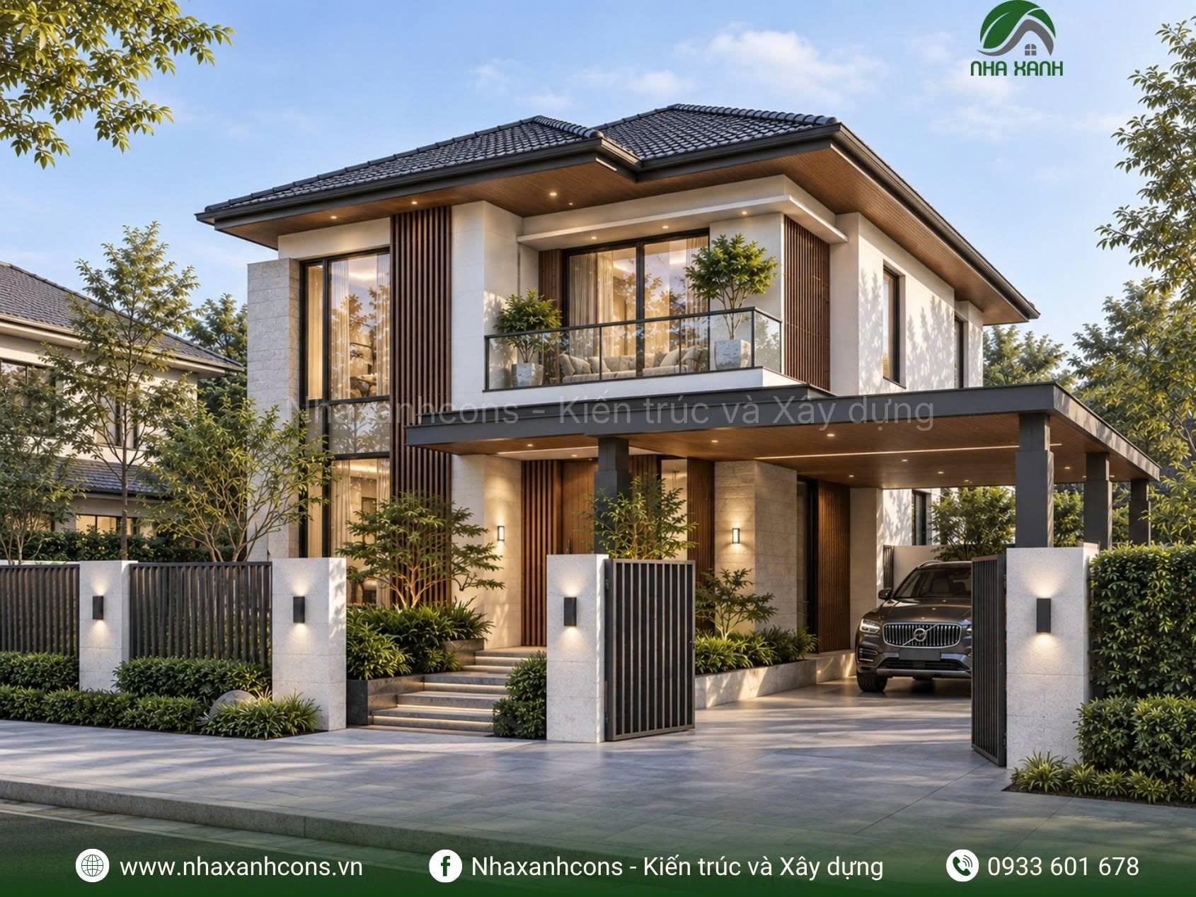 Mẫu nhà villa hiện đại 2 tầng