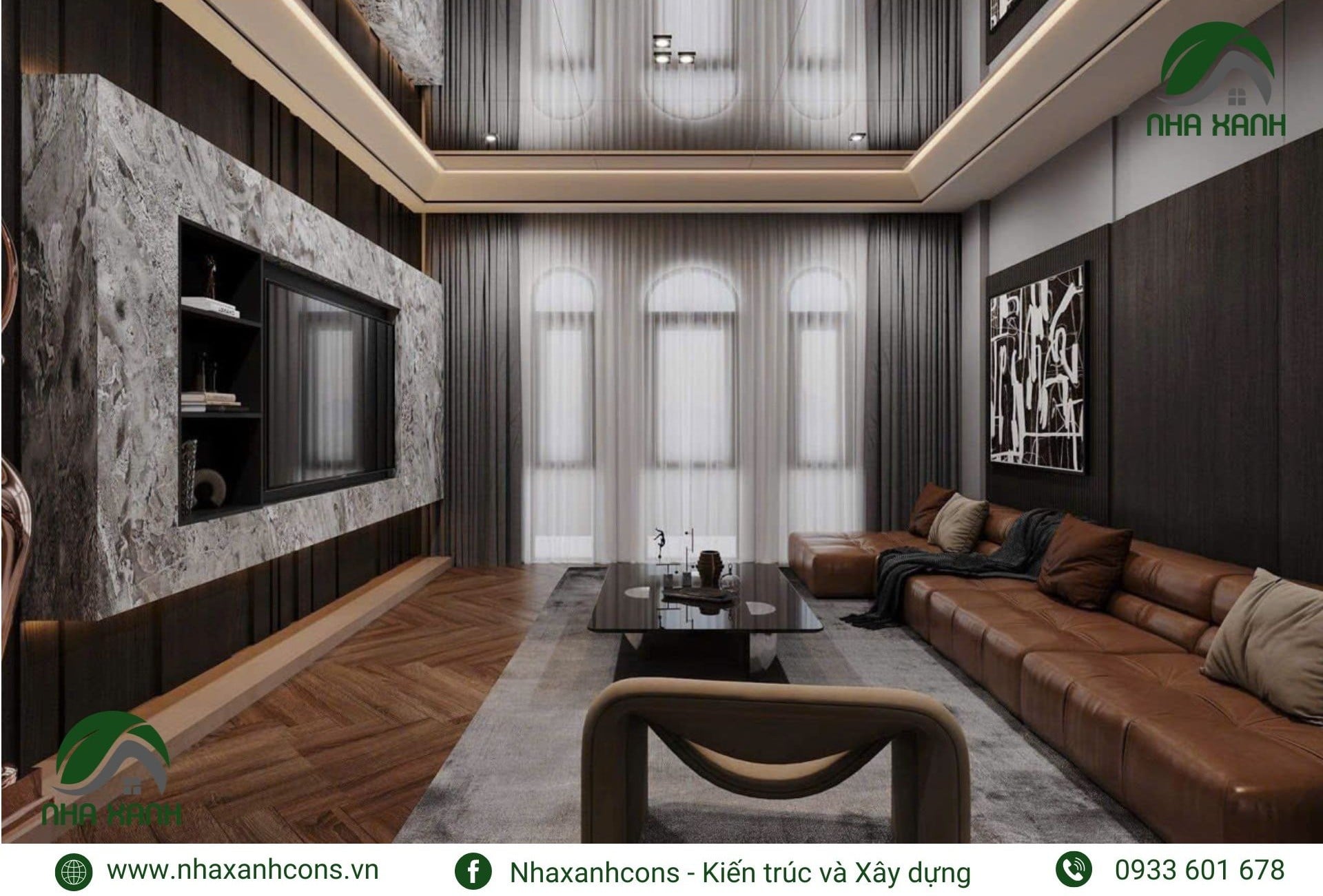 Thiết kế nội thất phòng khách villa sang trọng