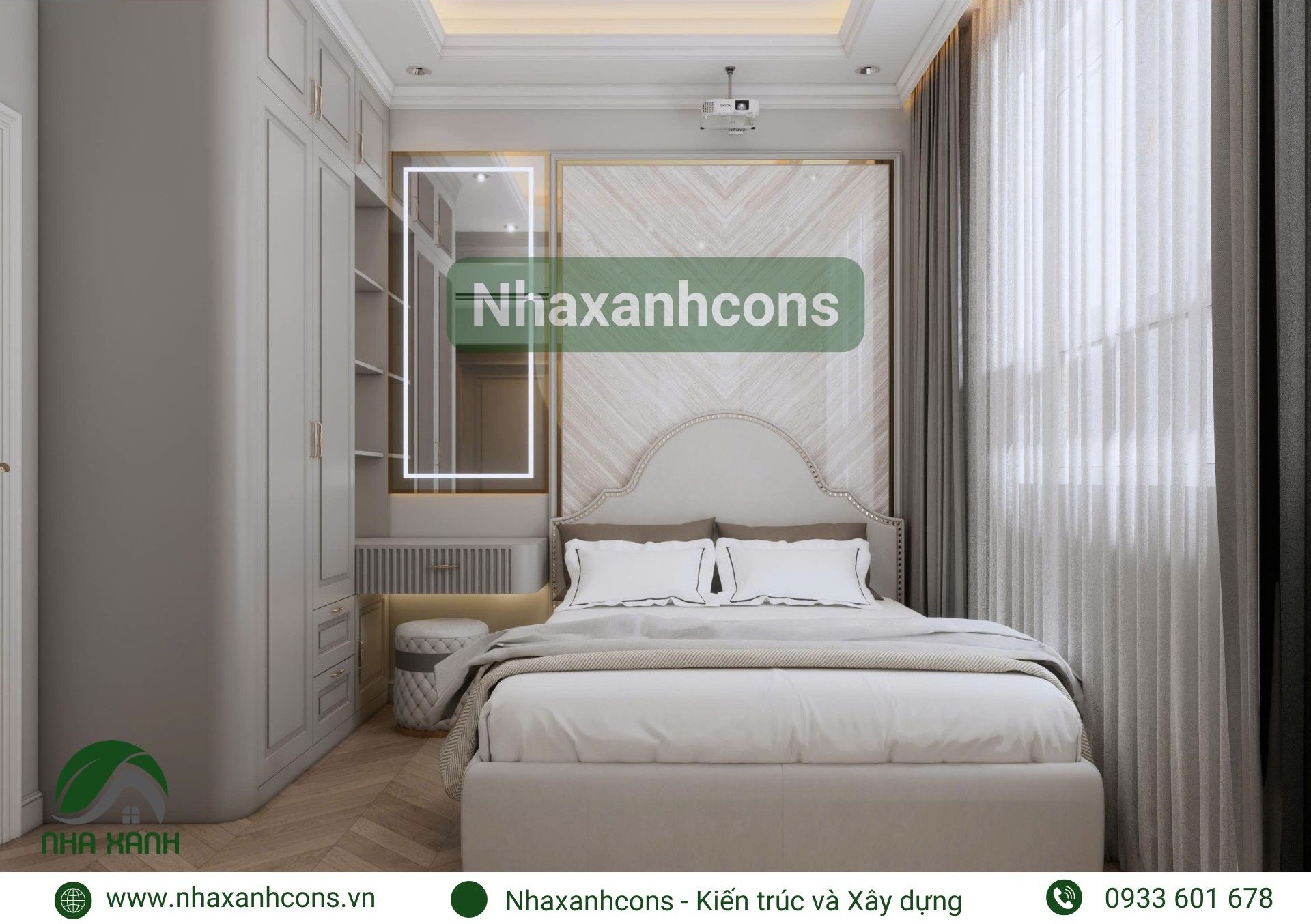 Thiết kế nội thất phòng ngủ master tân cổ điển