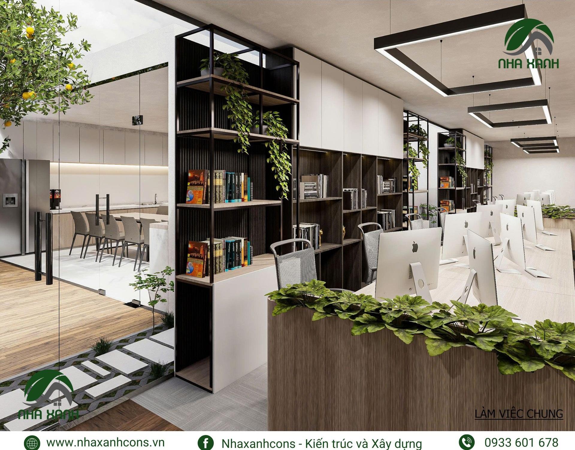 thiết kế phòng làm việc tại văn phòng hiện đại
