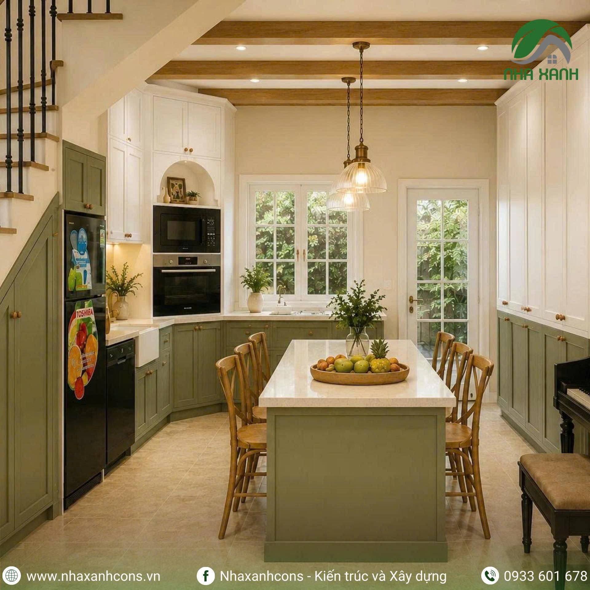 Phòng bếp nhà phố 3 tầng 2 mặt tiền