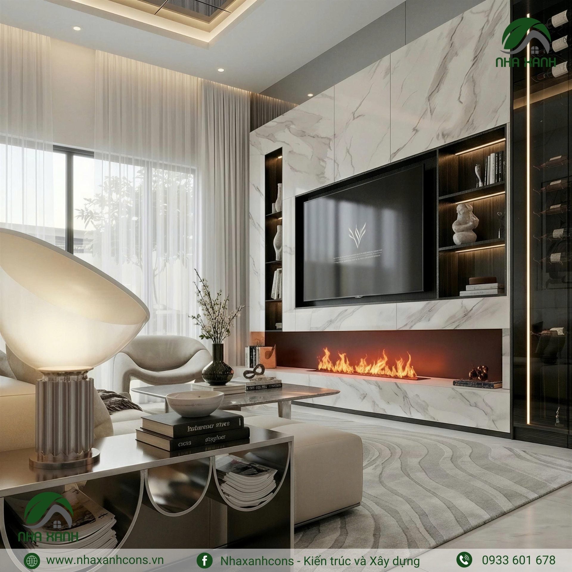 Nội thất phòng khách căn hộ luxury hiện đại