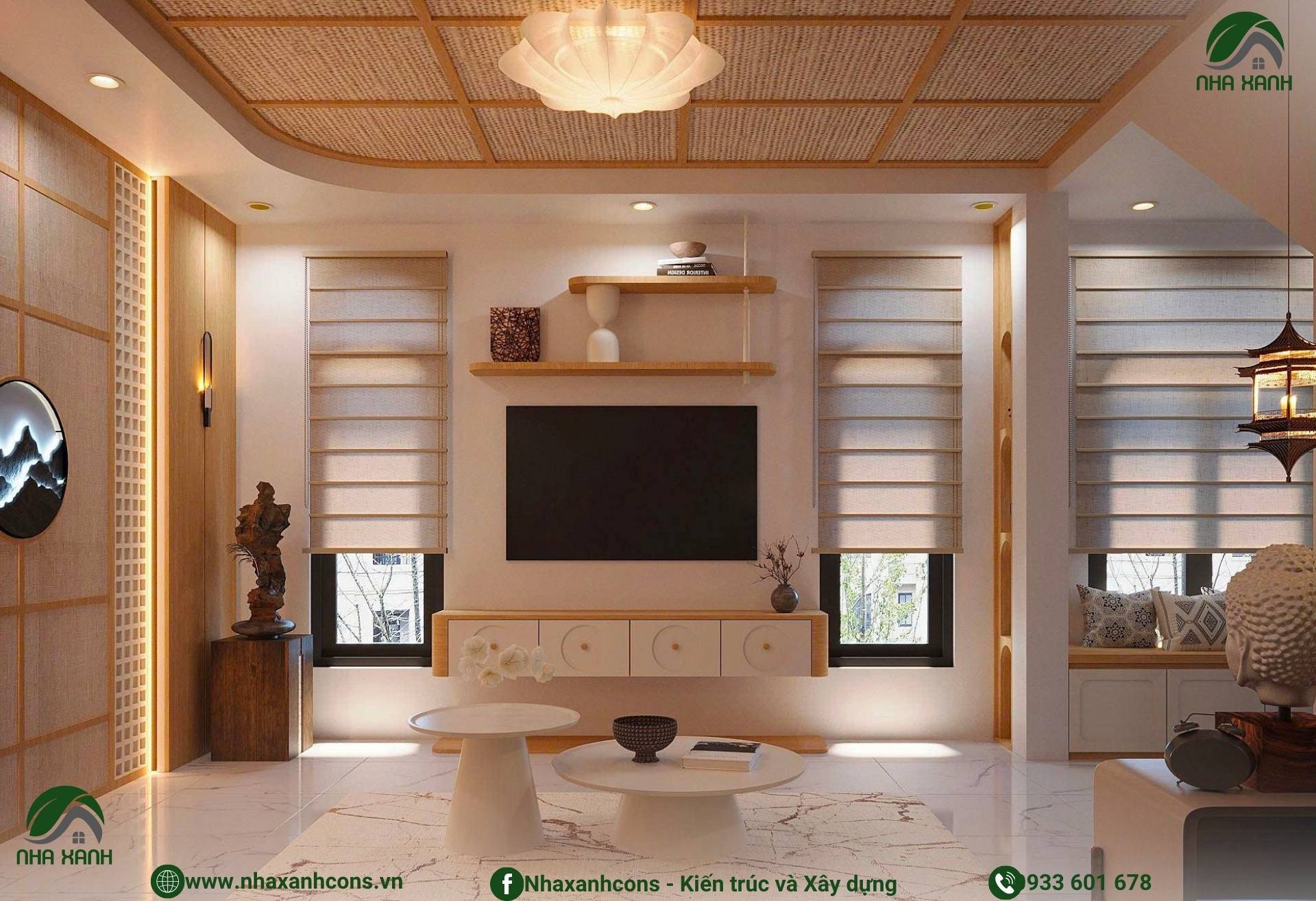 Phòng khách nhà phố 4 tầng 2 mặt tiền