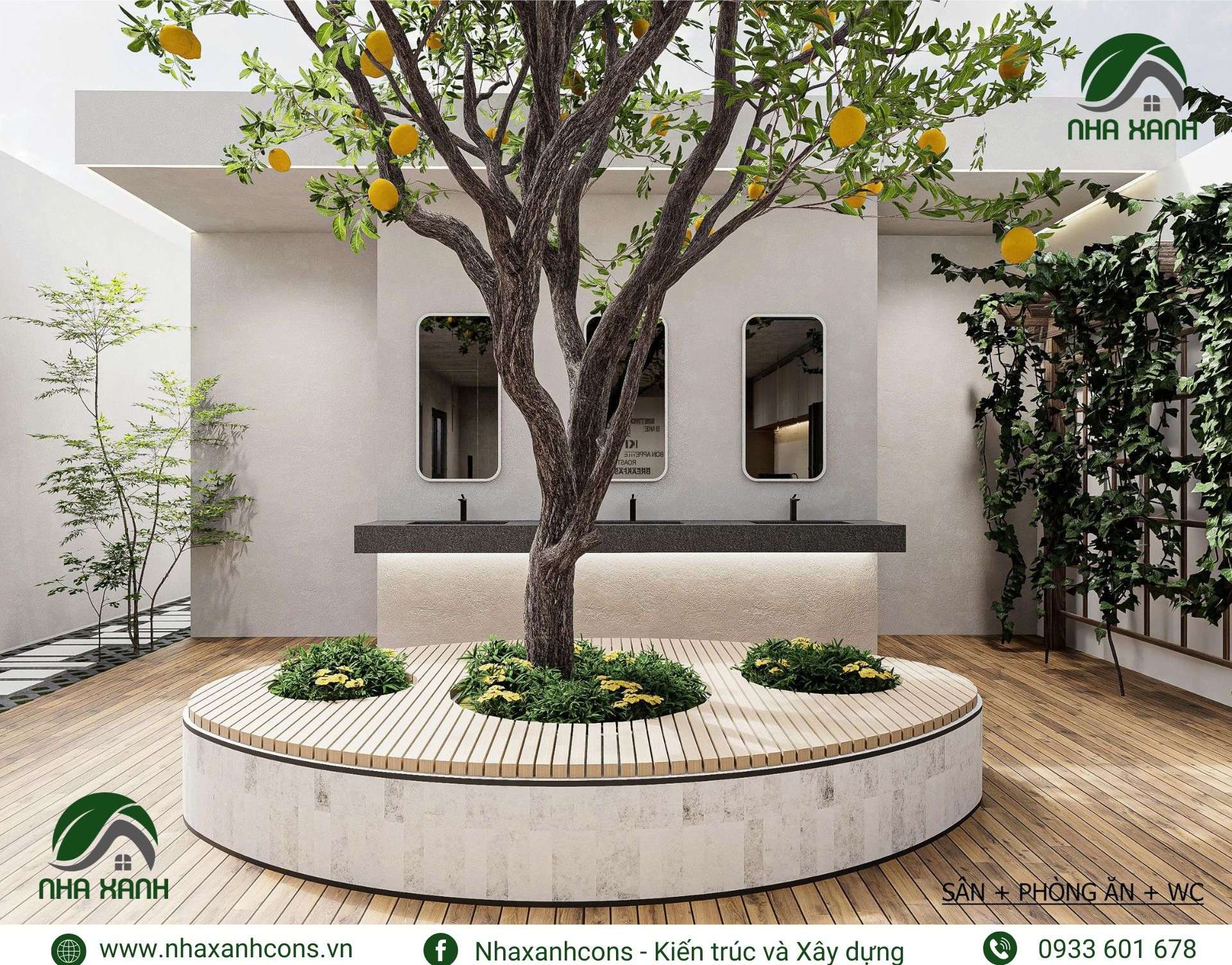 thiết kế khu vực vệ sinh hiện đại và đầy ánh sáng