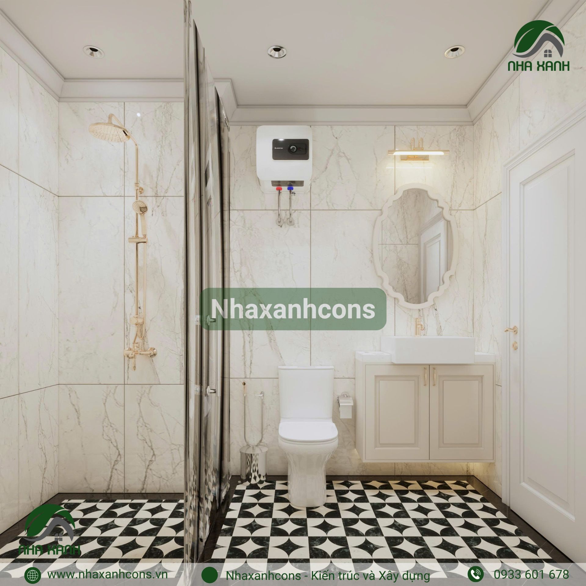 Thiết kế phòng vệ sinh căn hộ tân cổ điển