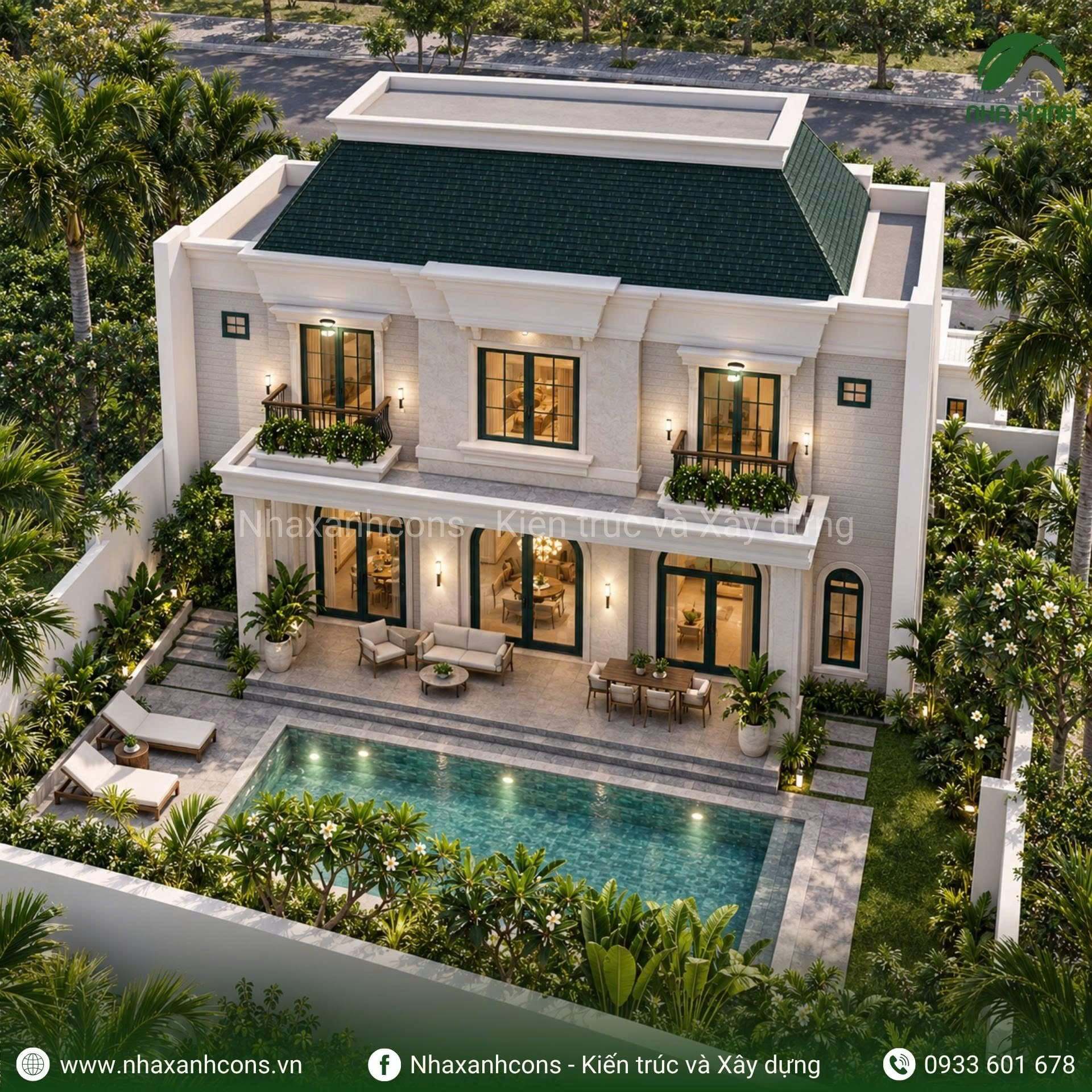 Thiết kế biệt thự 2 tầng tân cổ điển