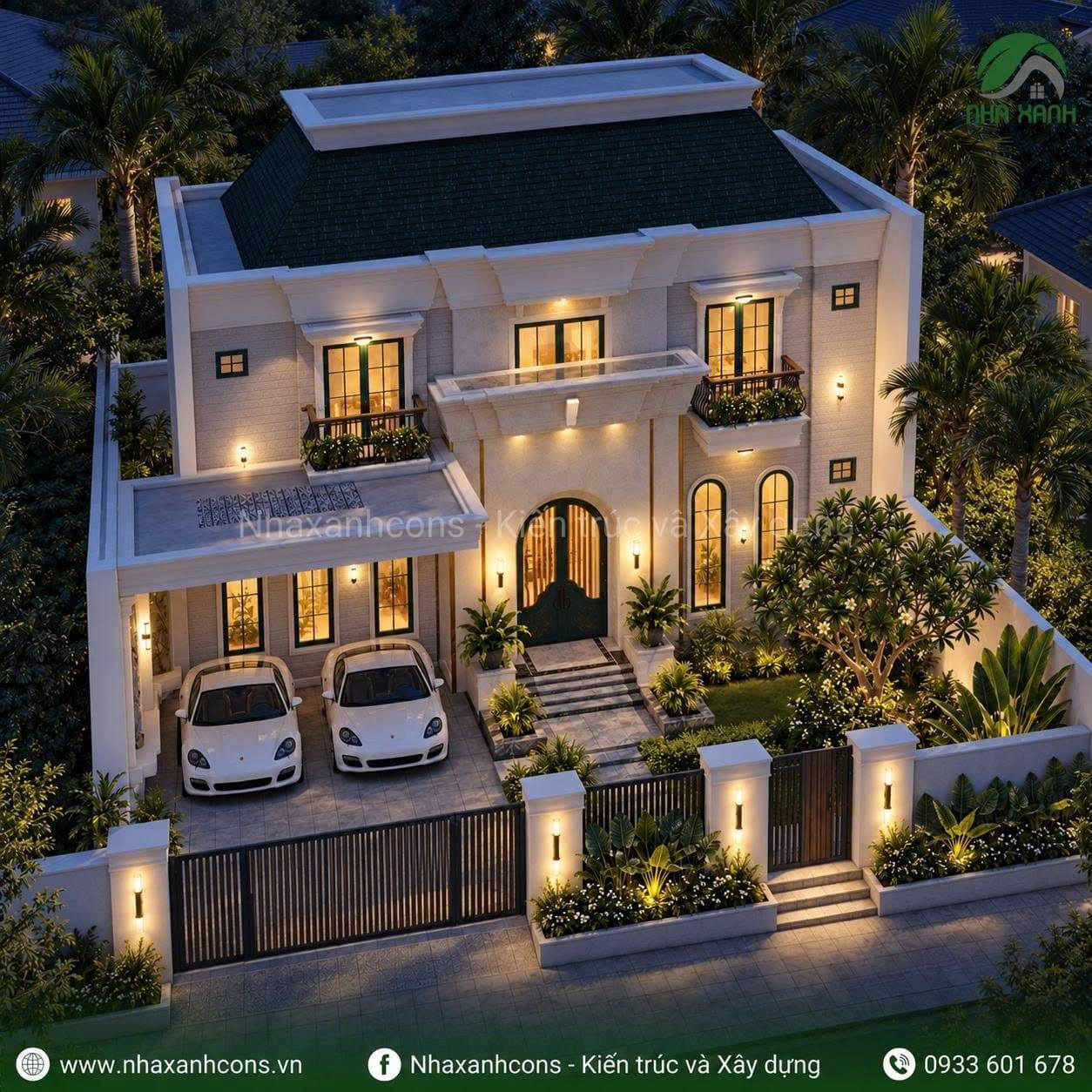 Thiết kế biệt thự mái Mansard
