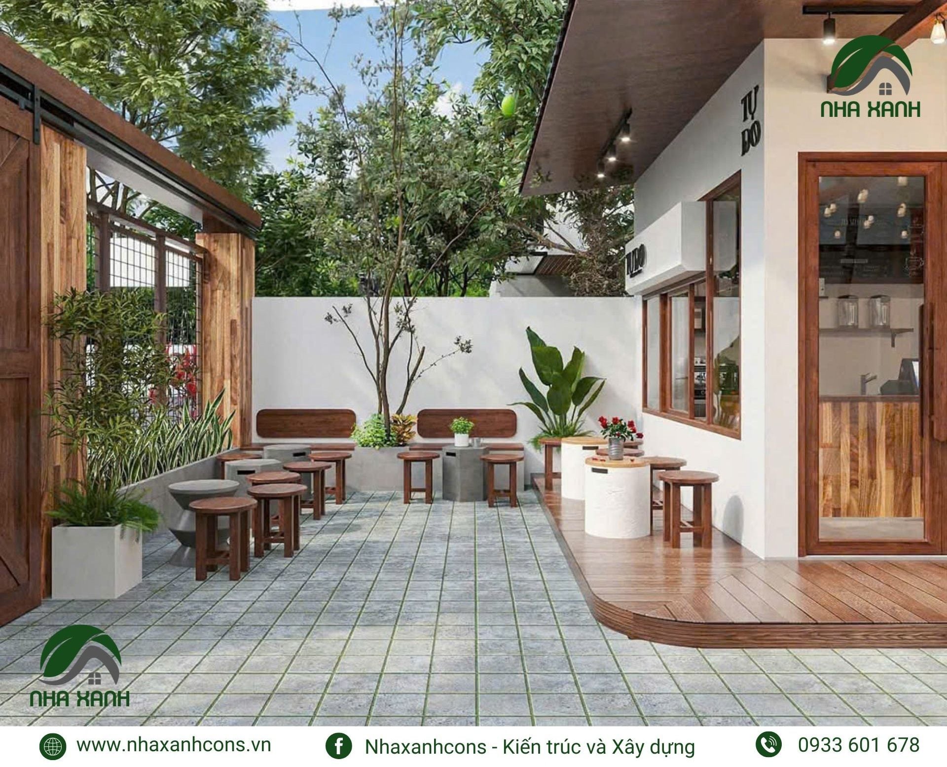 Thiết kế cafe sân vườn ngoài trời