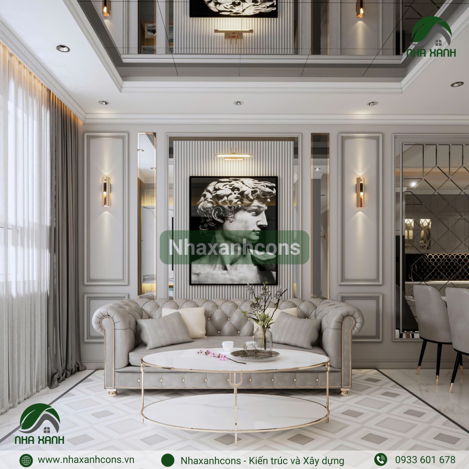 Thiết kế phòng khách tân cổ điển