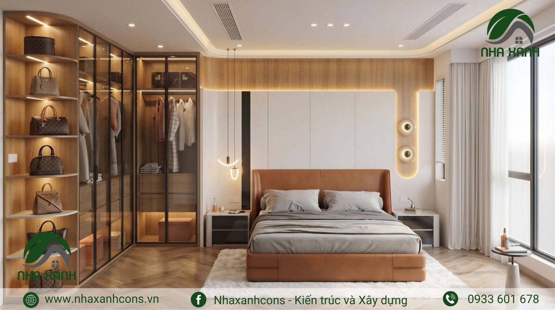 Thiết kế phòng ngủ chung cư hiện đại phong cách mộc