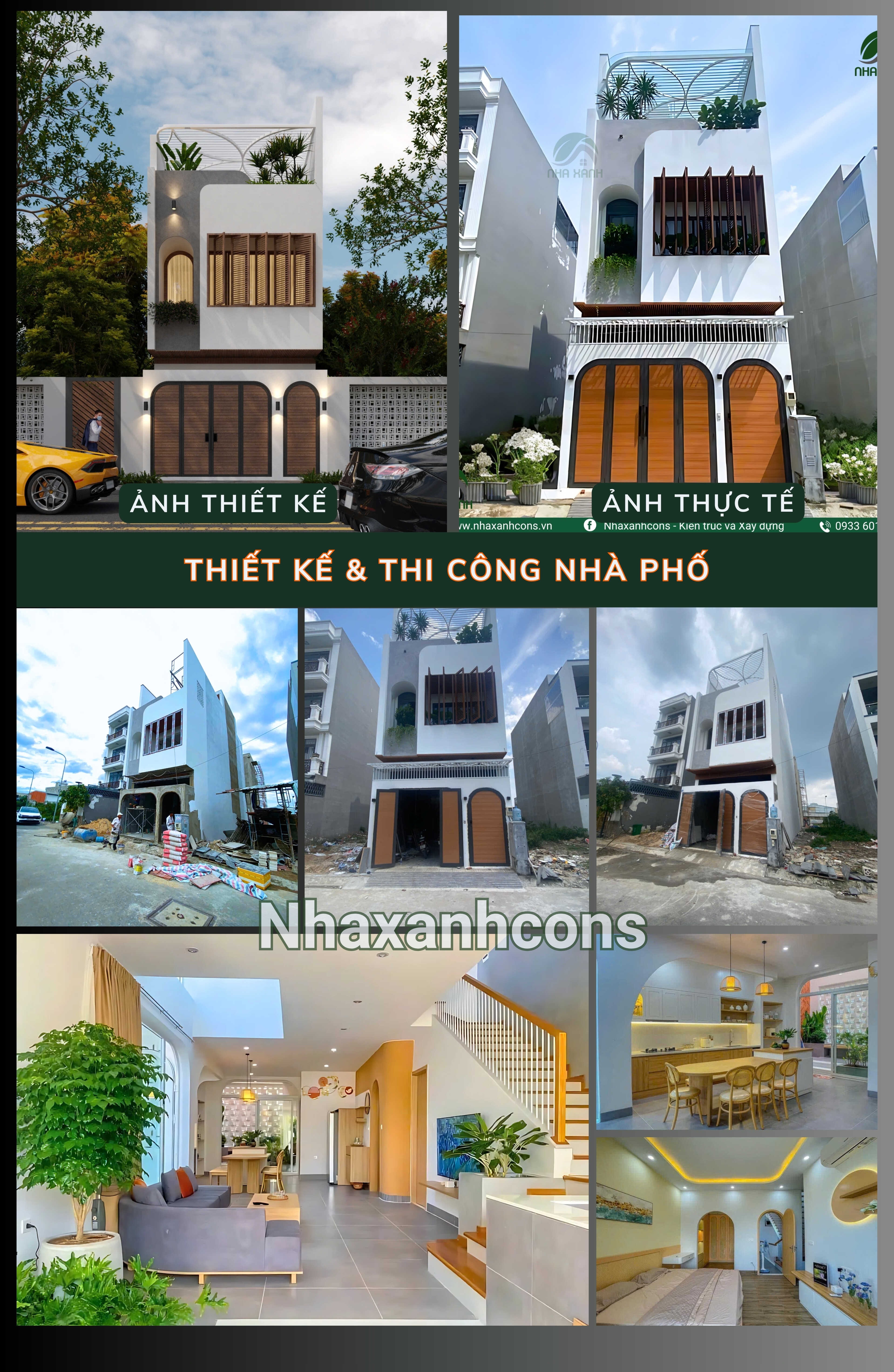 Thiết kế thi công nhà phố 2 tầng