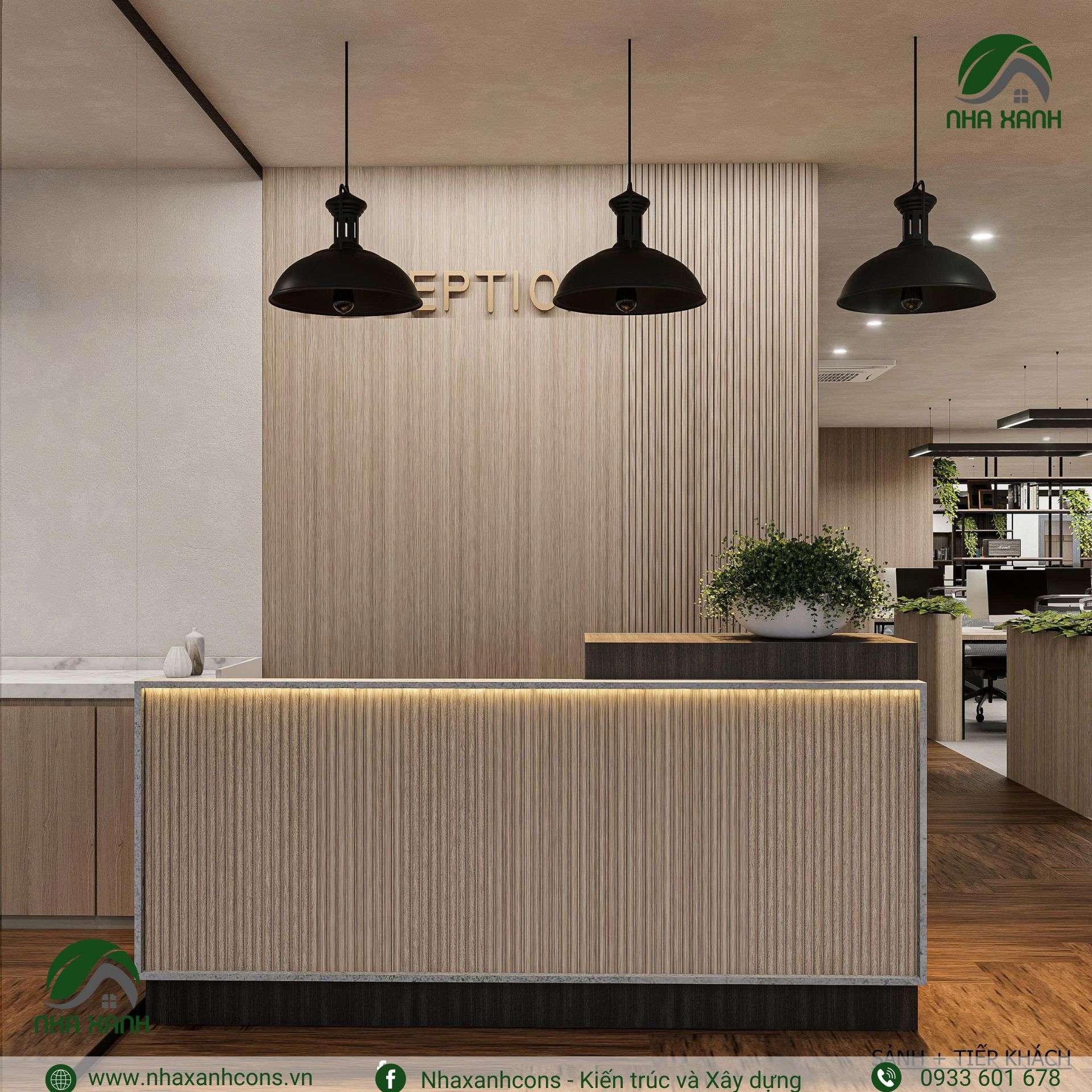 thiết kế sản đón và quầy lễ tân văn phòng