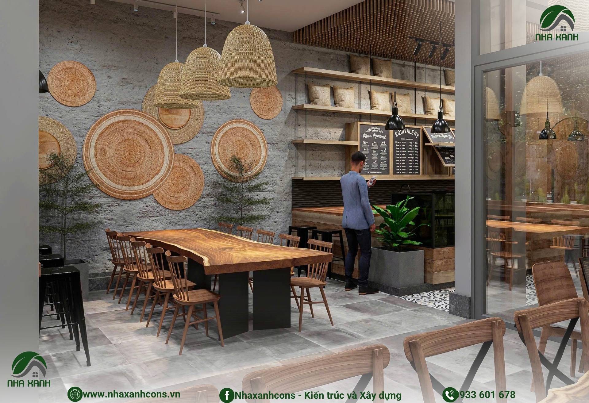 Vật liệu thiết kế của quán cà phê 2 tầng