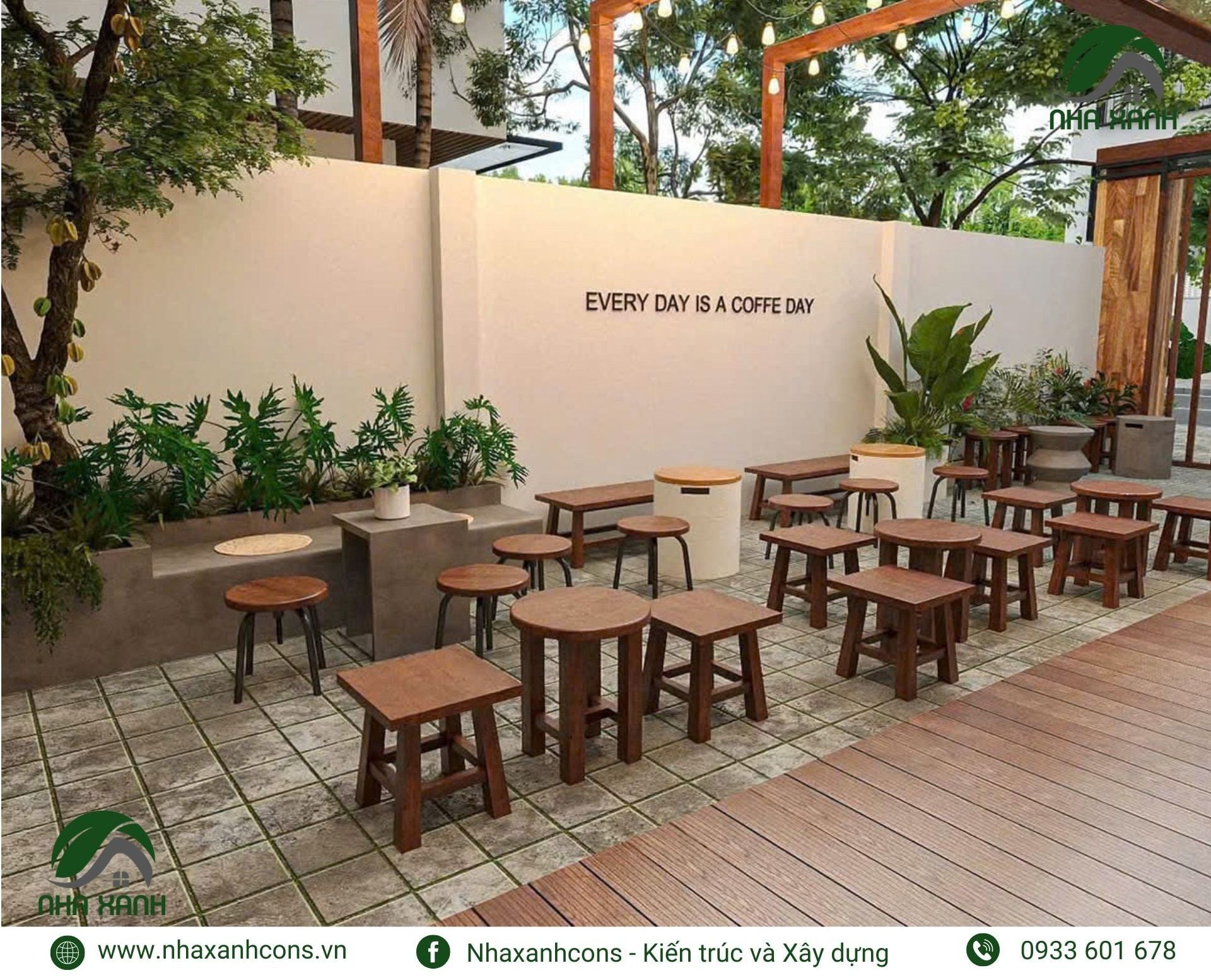 Xu hướng thiết kế quán cafe sân vườn