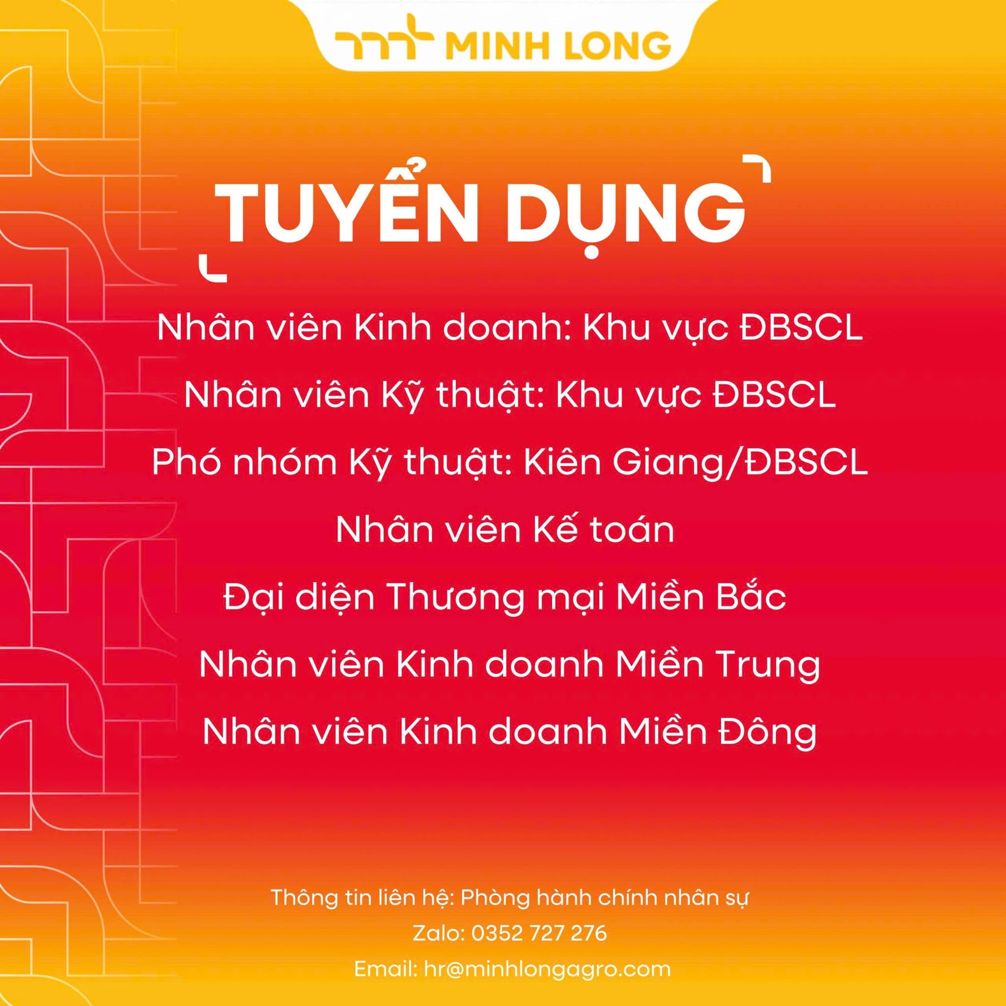 Minh Long Agro tuyển dụng tháng 12 - 2025