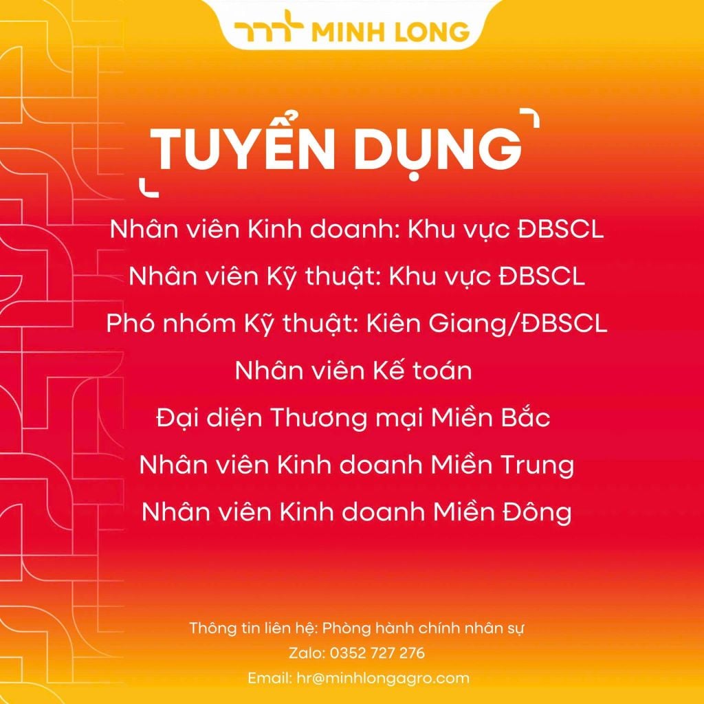 Minh Long Agro tuyển dụng tháng 12 - 2025