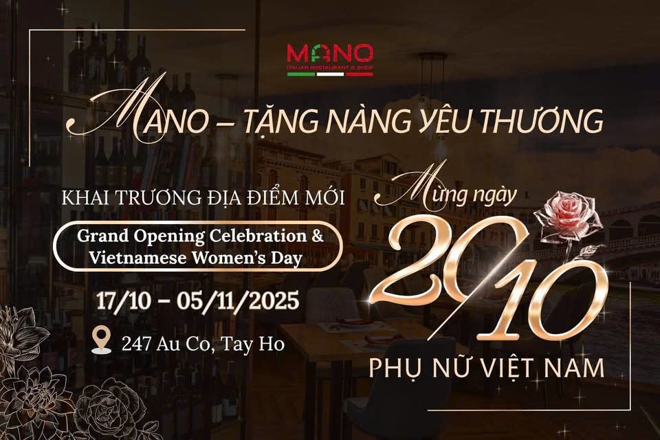 🌸 MANO MỪNG NGÀY PHỤ NỮ VIỆT NAM 20/10 - KHAI TRƯƠNG ĐỊA ĐIỂM MỚI 🌸