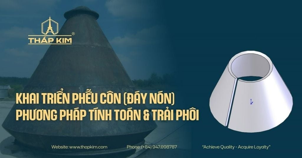 Khai Triển Phễu Côn (Đáy Nón): Phương Pháp Tính Toán & Trải Phôi Kim Loại Tấm
