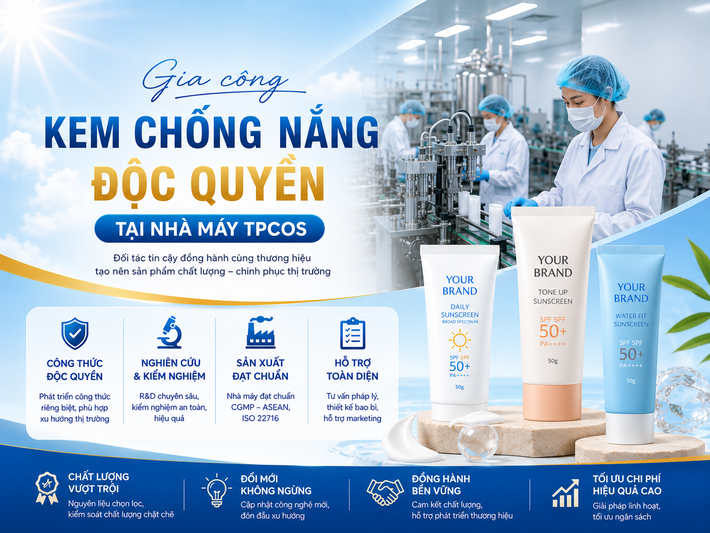 Gia Công Kem Chống Nắng Trọn Gói: Bí Quyết Sở Hữu Thương Hiệu Triệu Đô
