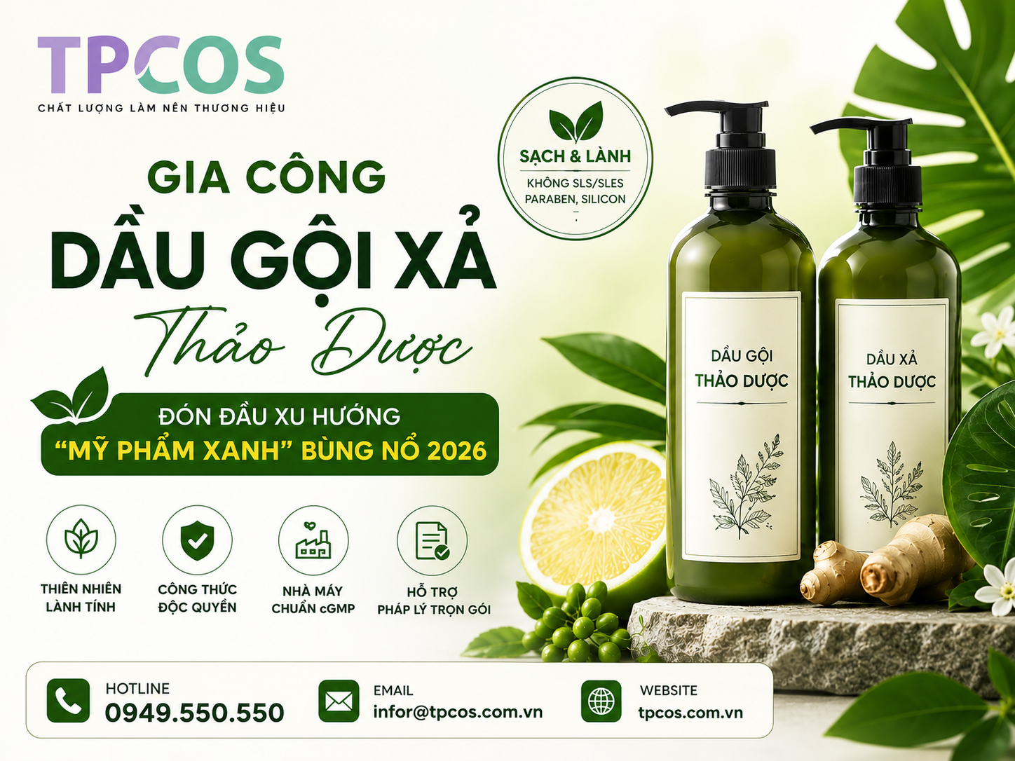 GIA CÔNG DẦU GỘI XẢ THẢO DƯỢC TẠI TPCOS: ĐÓN ĐẦU XU HƯỚNG 